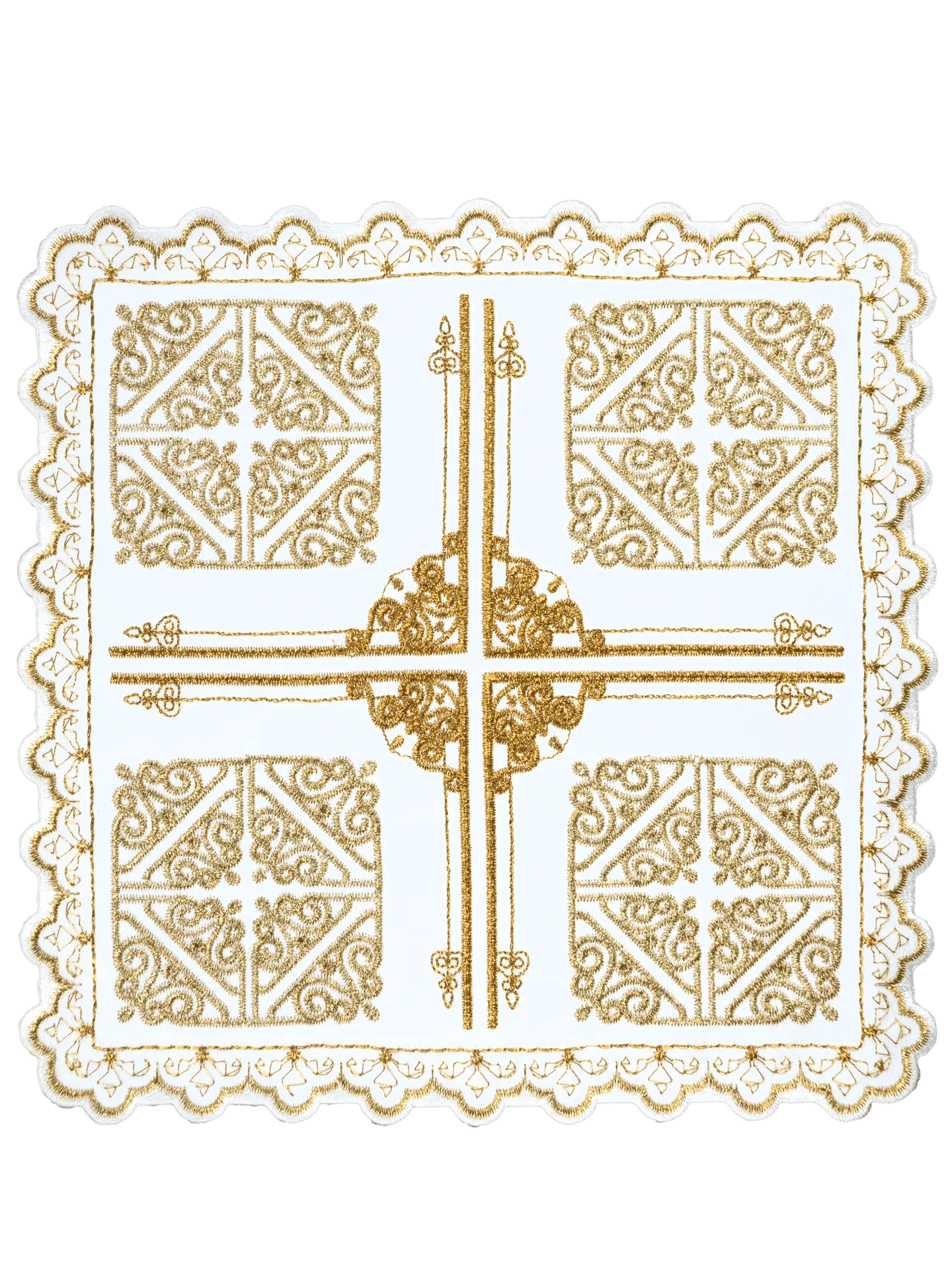 Ensemble de linges d'autel avec motif de croix et broderie décorative