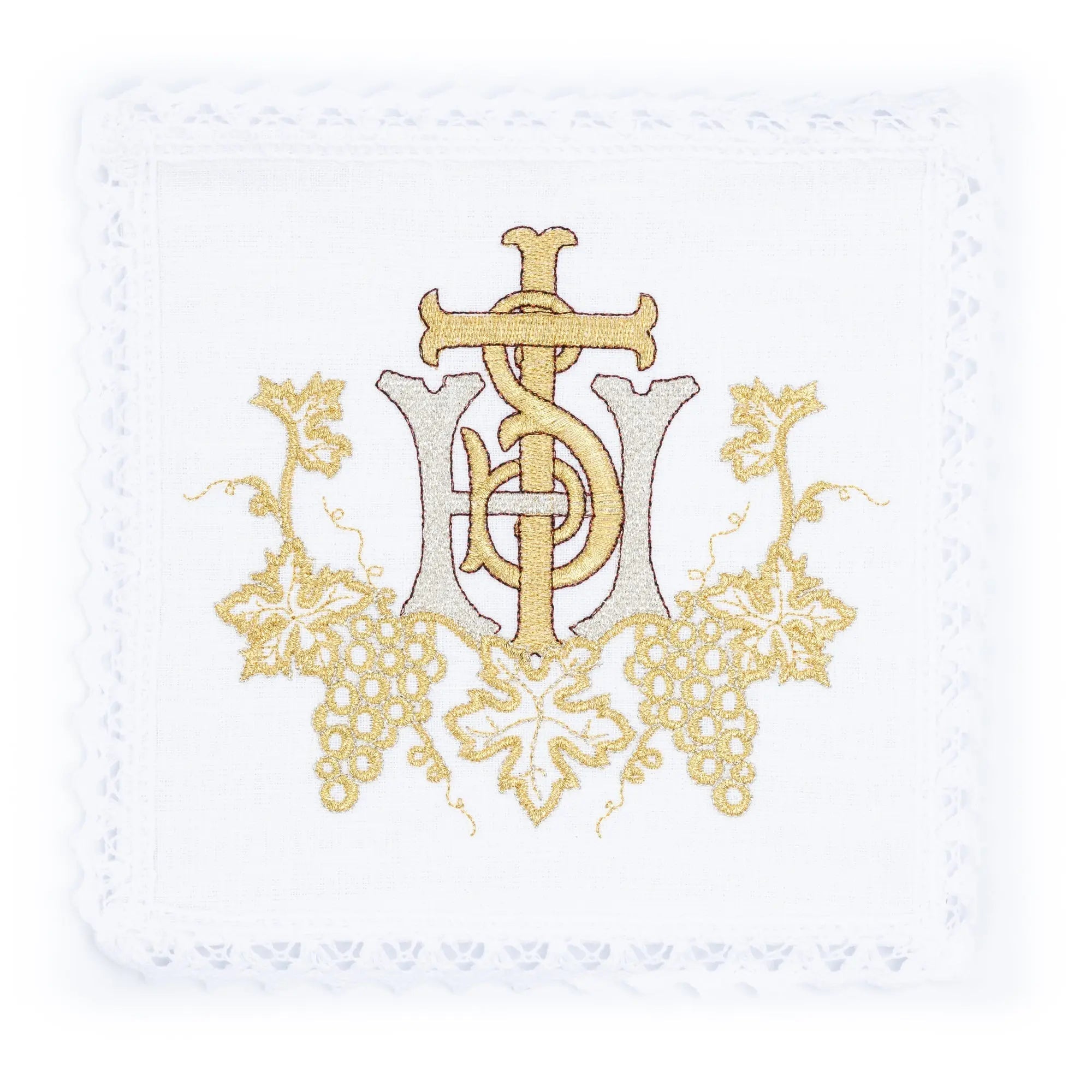 Linen chalice linen with delicate gold IHS embroidery - HAFTINA ATELIER