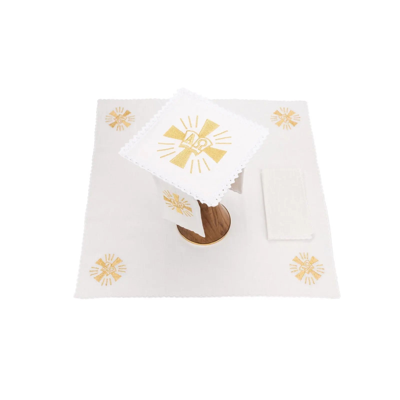 Linen chalice linen with embroidery of the Cross and Alpha Omega - HAFTINA ATELIER