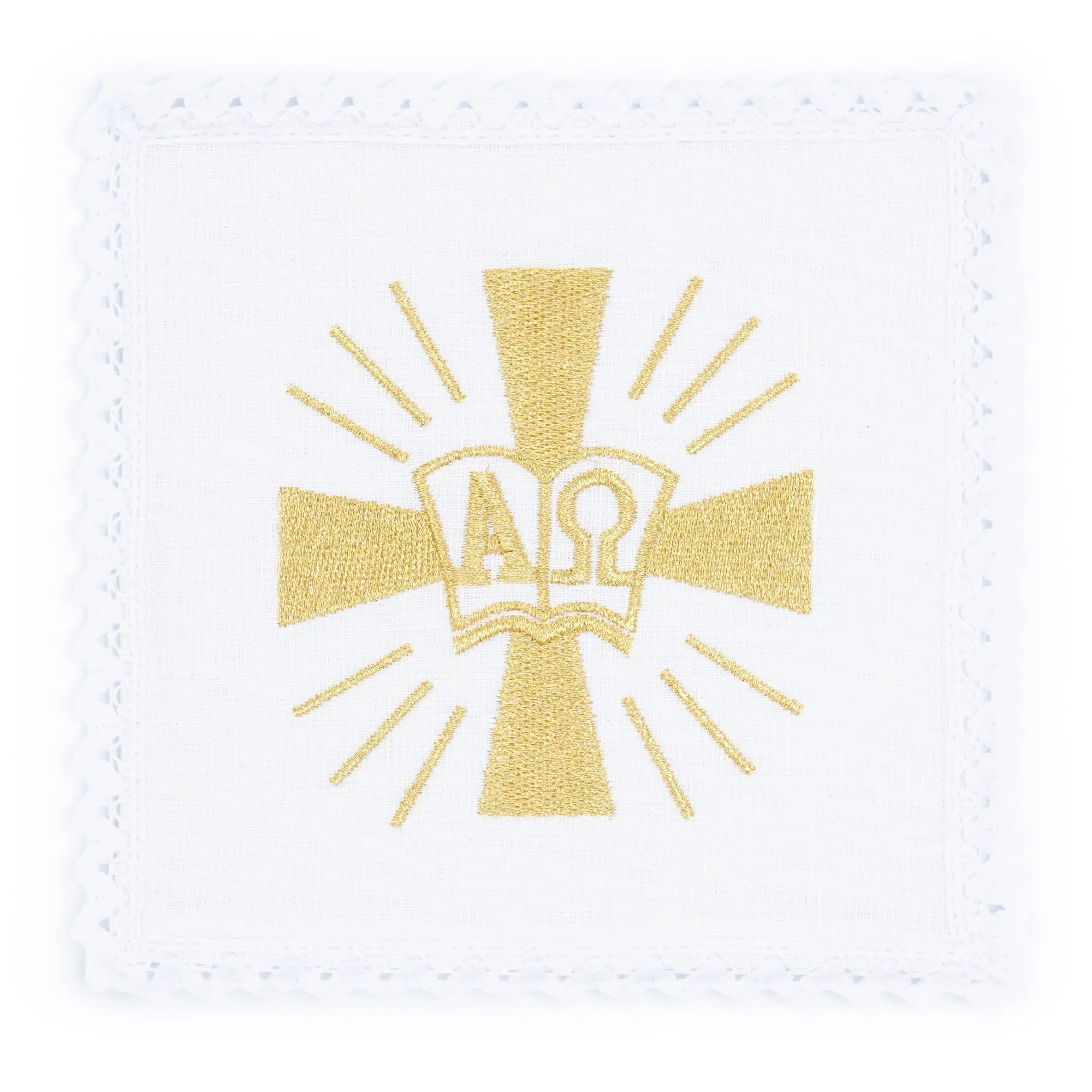 Linen chalice linen with embroidery of the Cross and Alpha Omega - HAFTINA ATELIER
