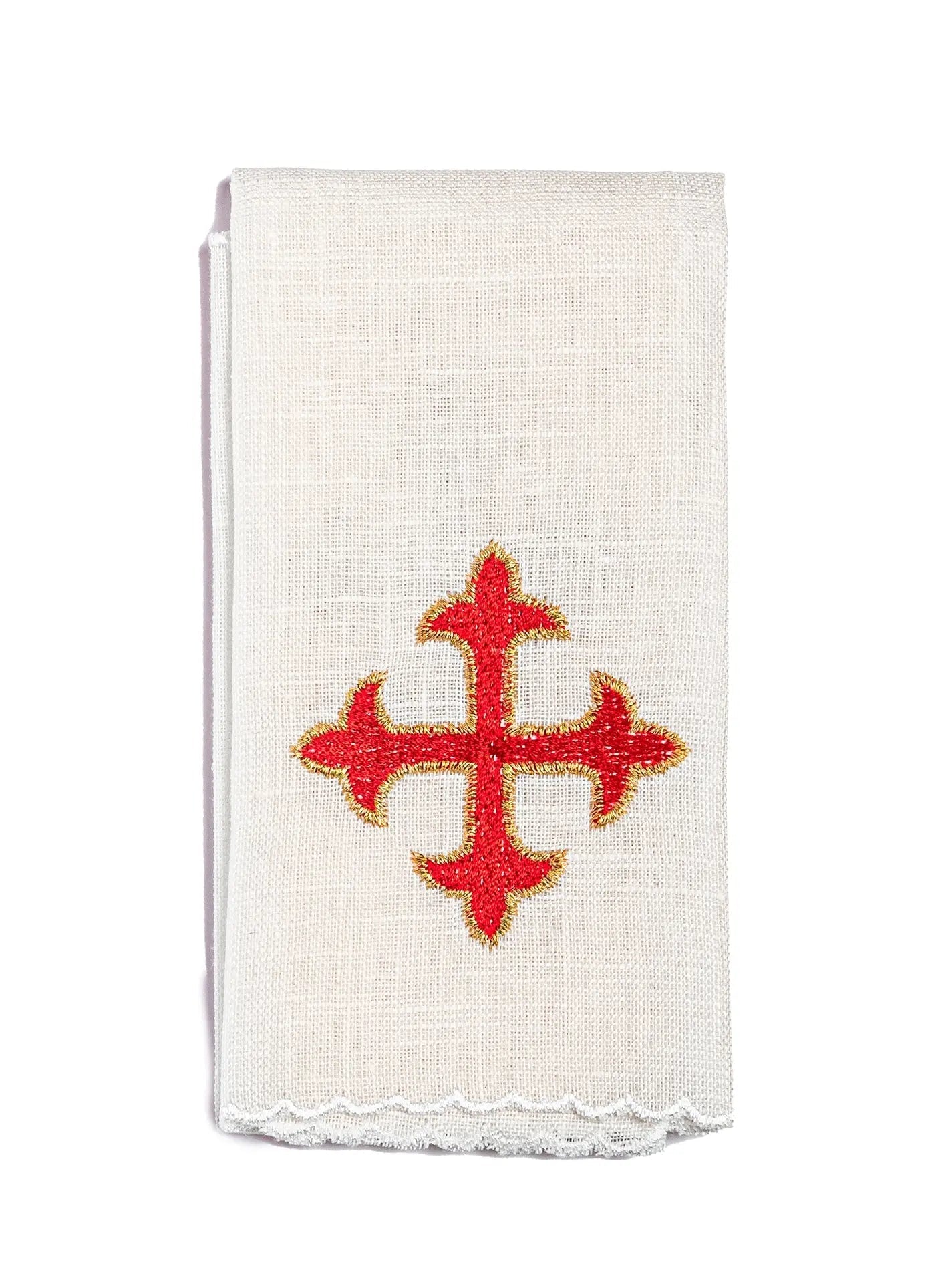 Linen chalice linen with red cross embroidery - HAFTINA ATELIER