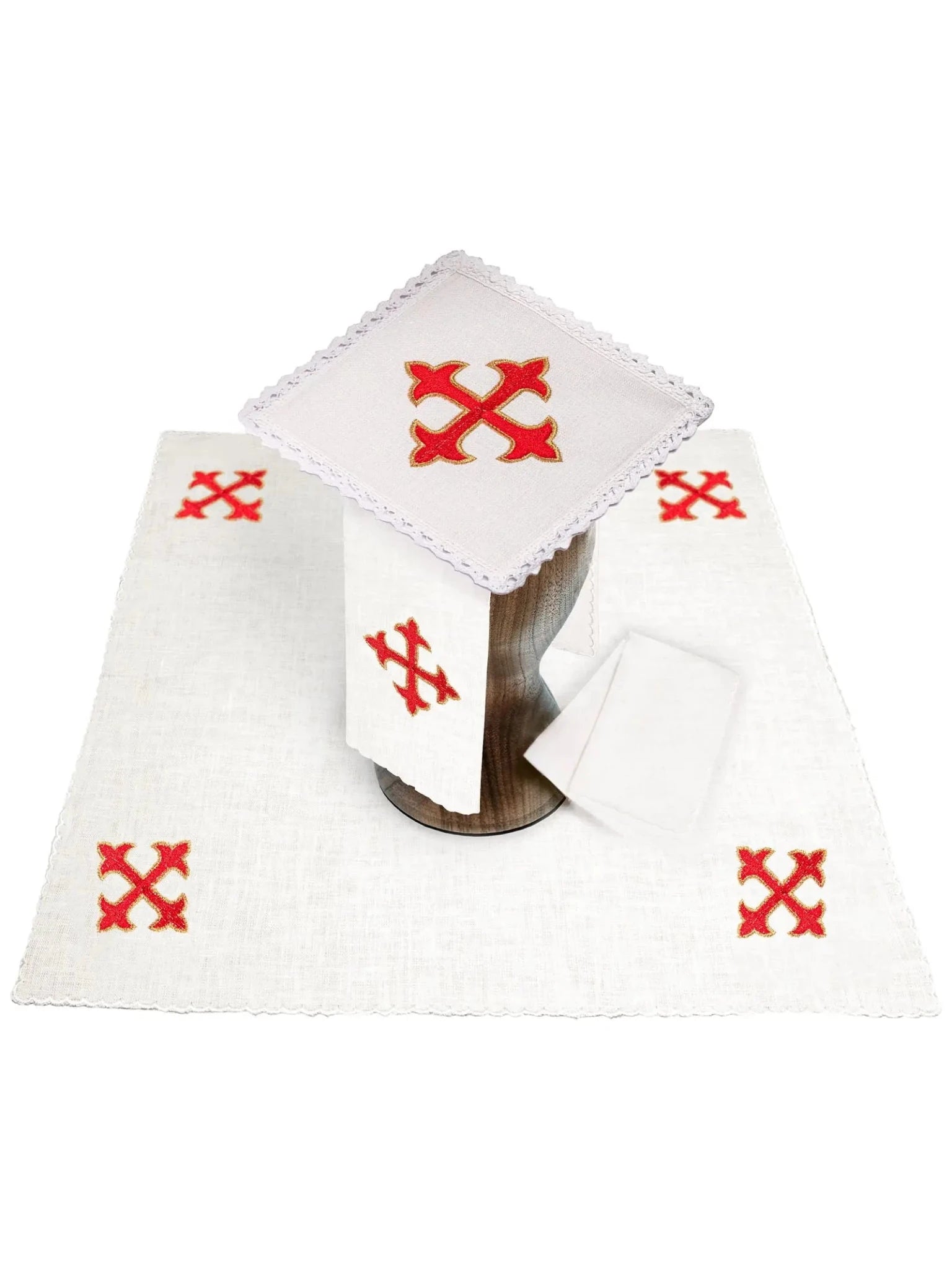 Linen chalice linen with red cross embroidery - HAFTINA ATELIER
