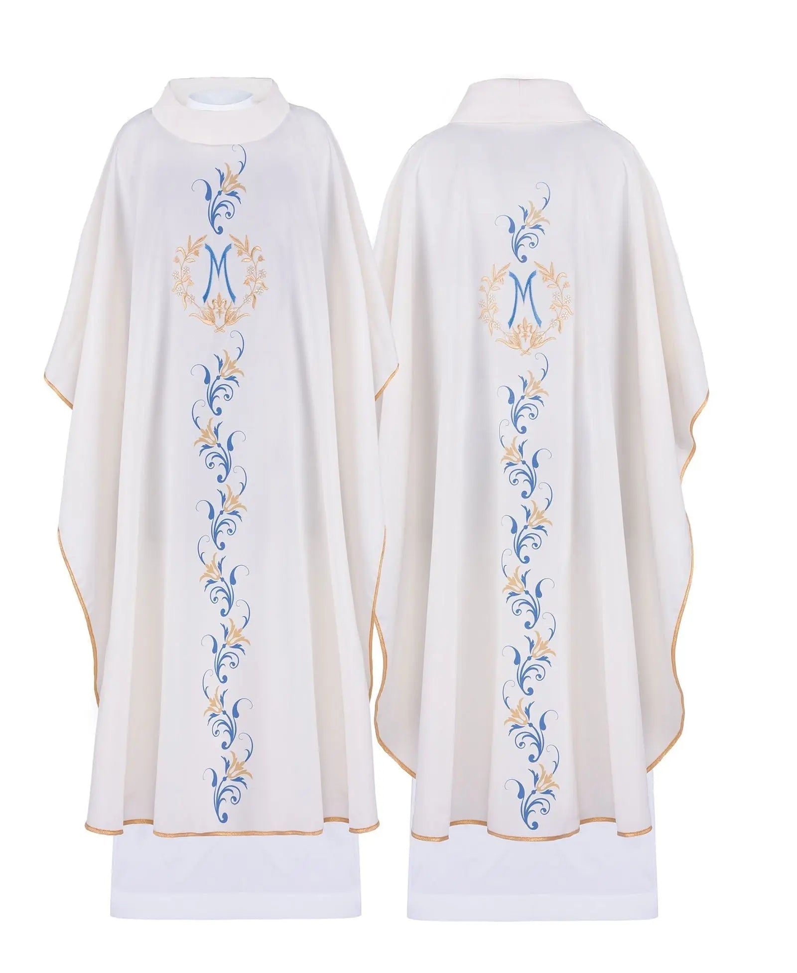 Marian liturgical chasuble embroidered in ecru - HAFTINA ATELIER