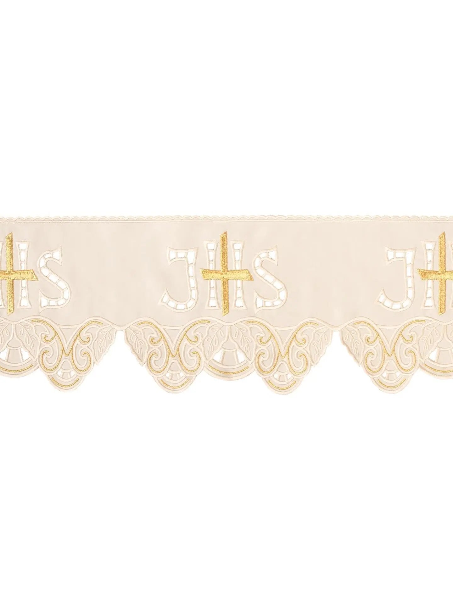 Mètre avec broderie frontale Croix IHS écru