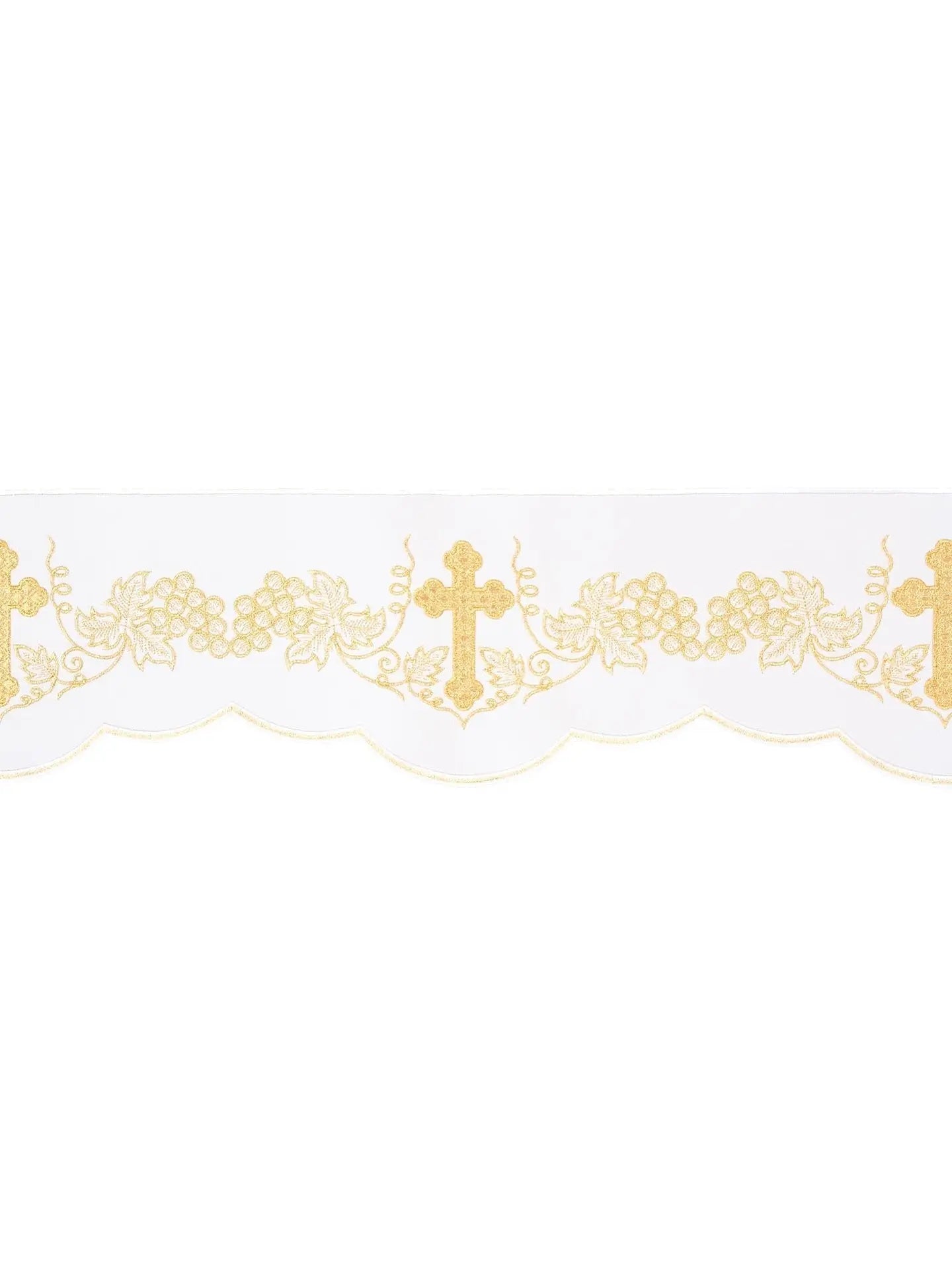 Mètre avec broderie avant Croix et Raisins Blanc