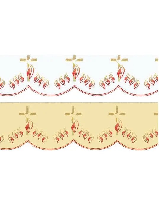 Mètre avec broderie frontale Croix avec flammes écru
