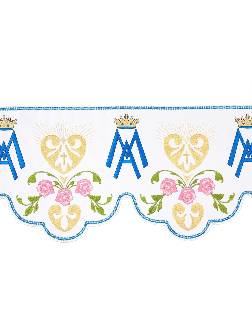 Metraż z haftem czołowym z motywem Maryjnym Biały