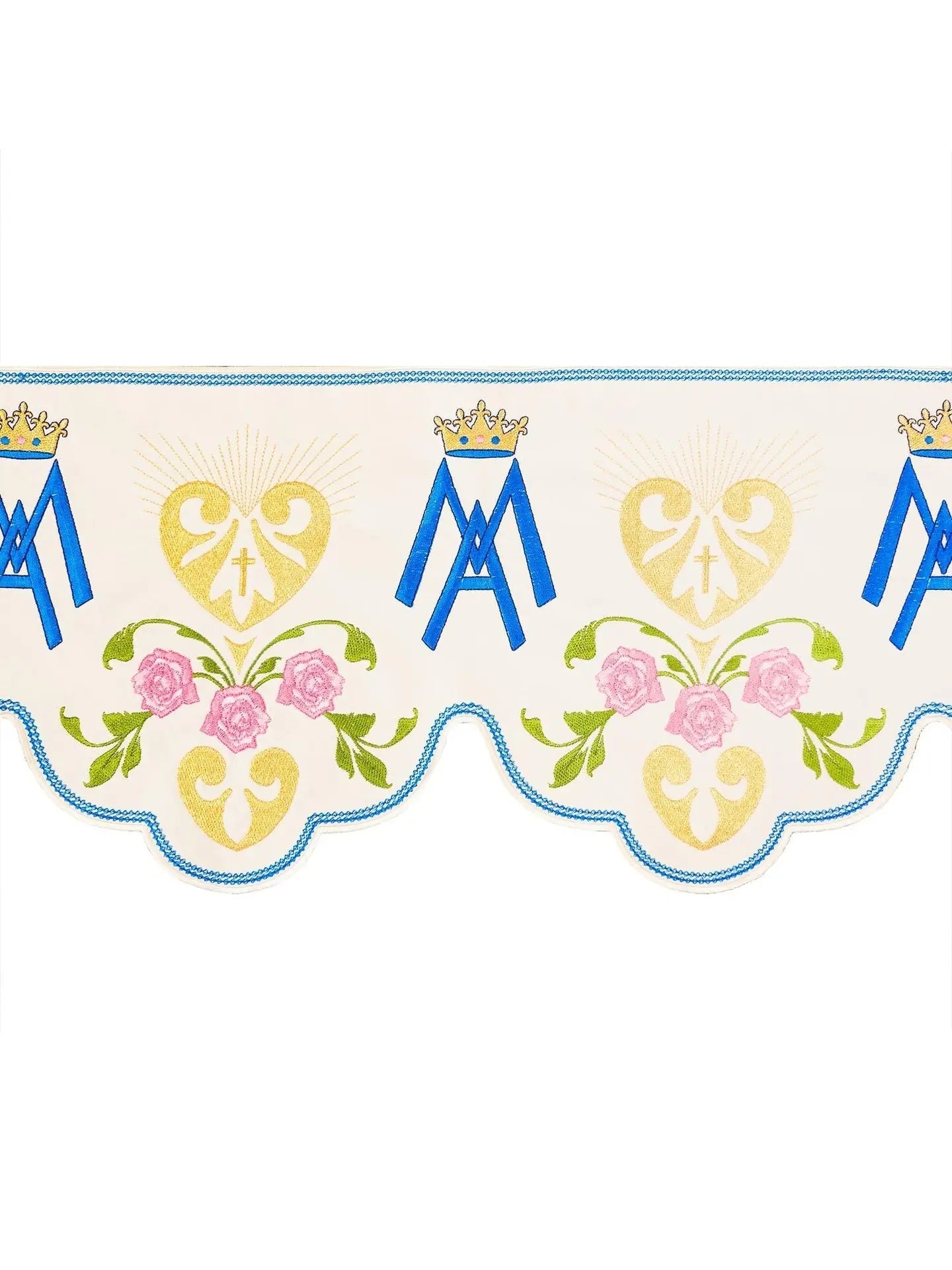 Mètre avec broderie avant avec motif marial écru