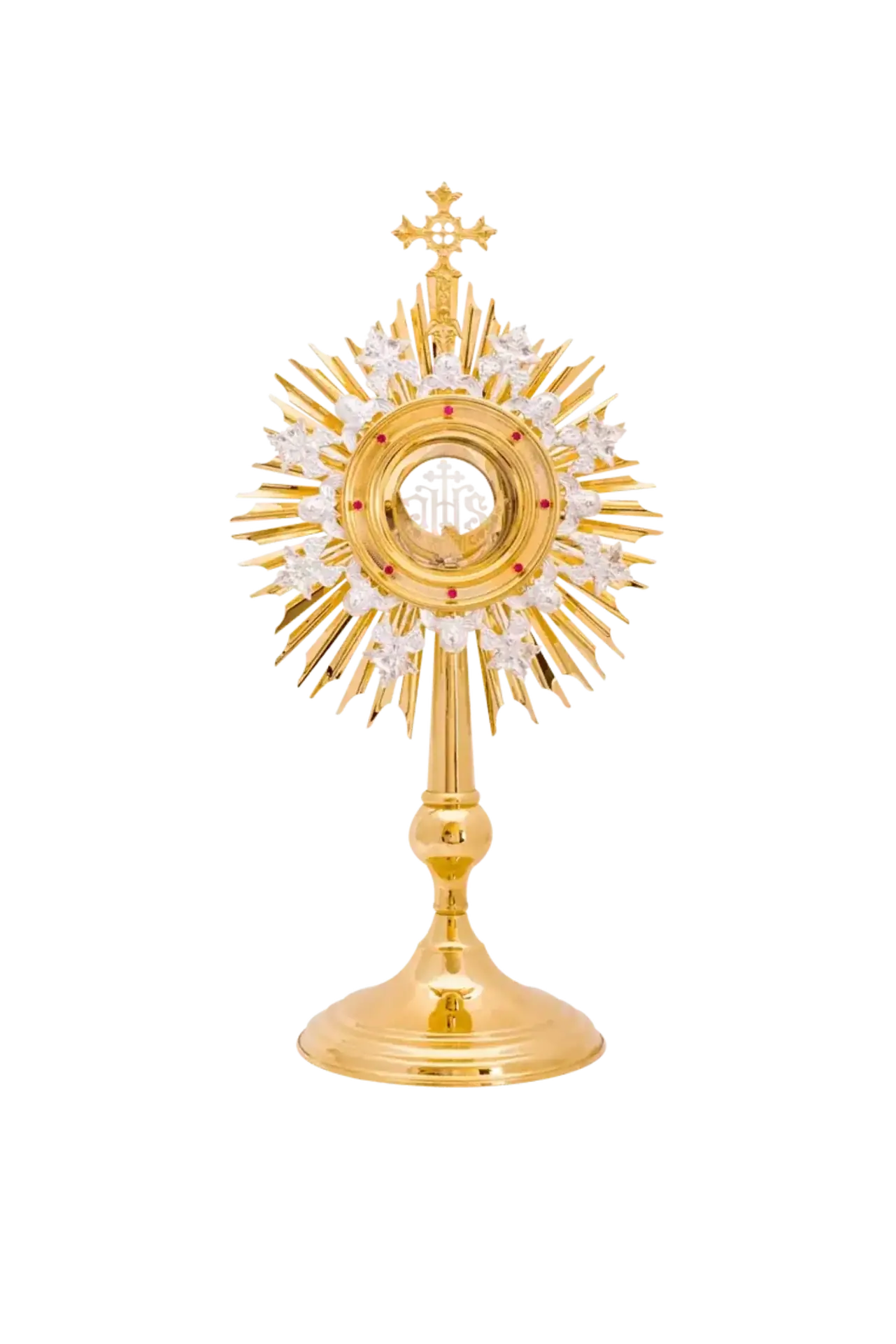 Monstrance en laiton plaqué or avec anges