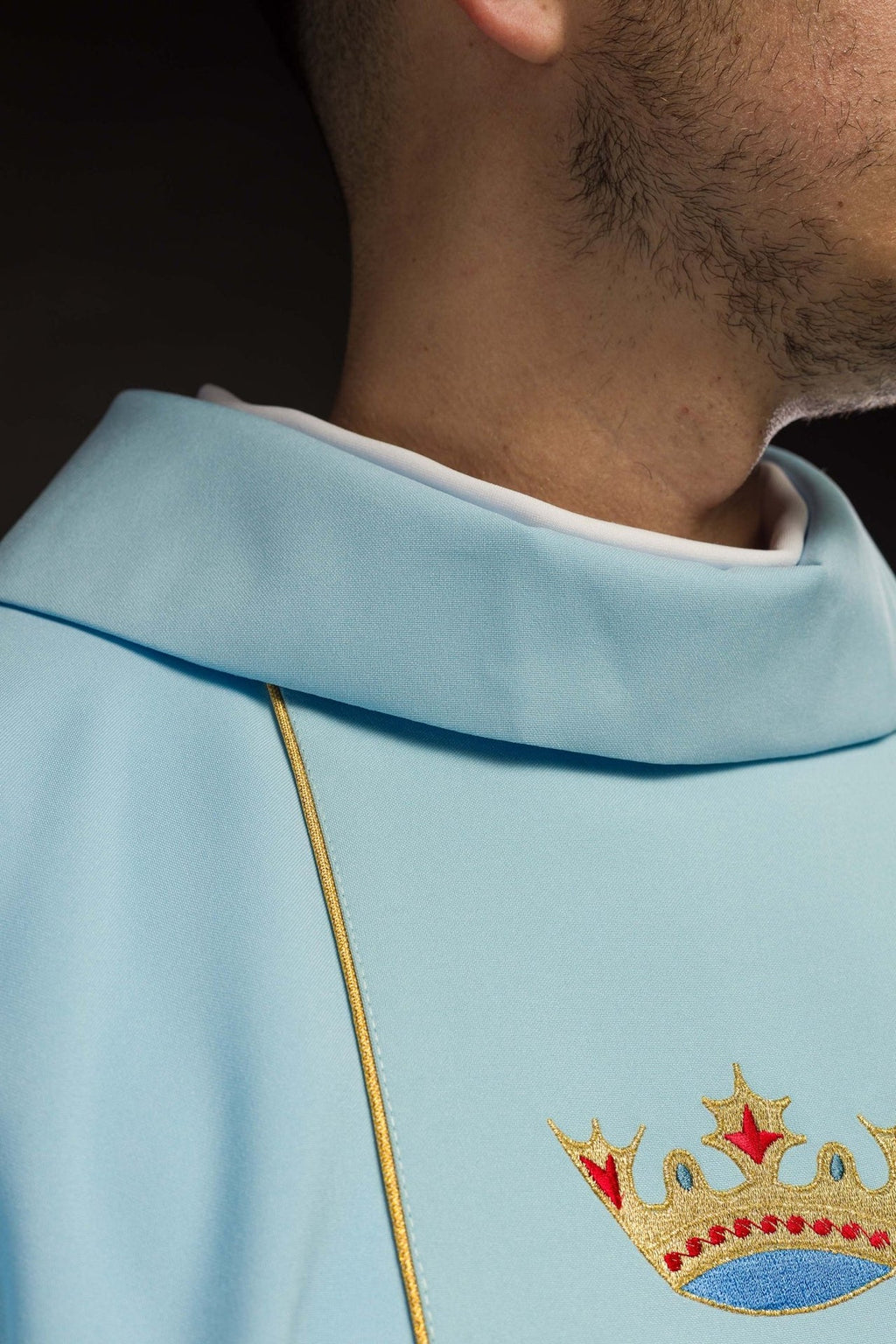 Niebieski ornat liturgiczny maryjny z pasem