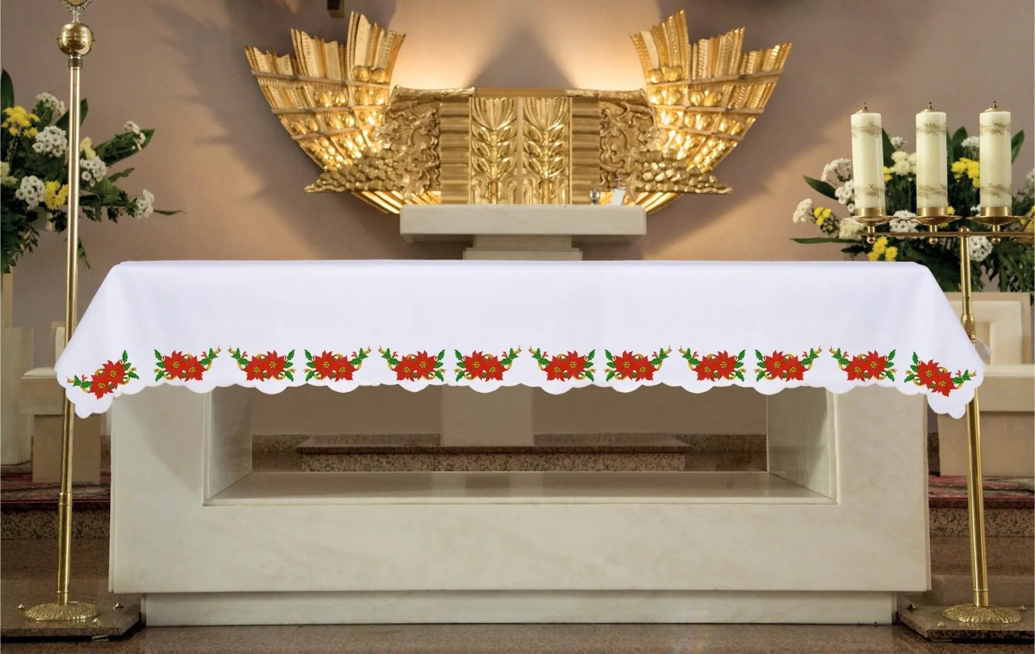Nappe d'autel avec broderie de l'Étoile de Bethléem pour Noël