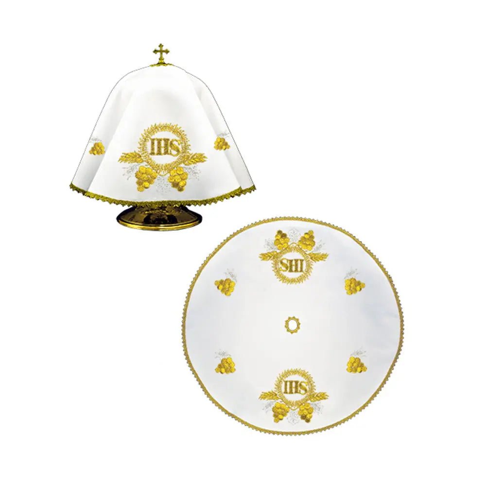 Voile rond pour calice avec broderie IHS