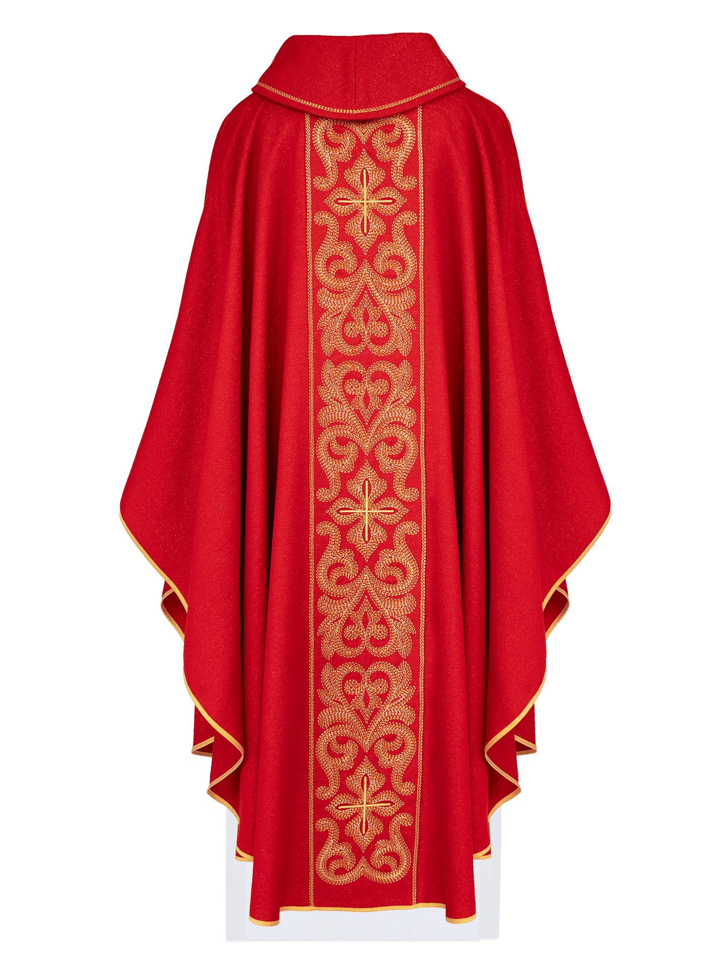 Ornat bogato haftowany z krzyżami Czerwony