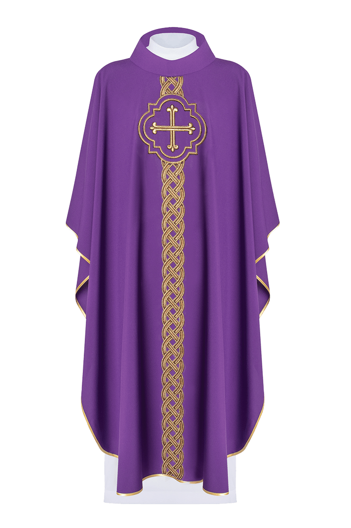 Ornat haftowany Fioletowy z Krzyżem i Zdobieniami