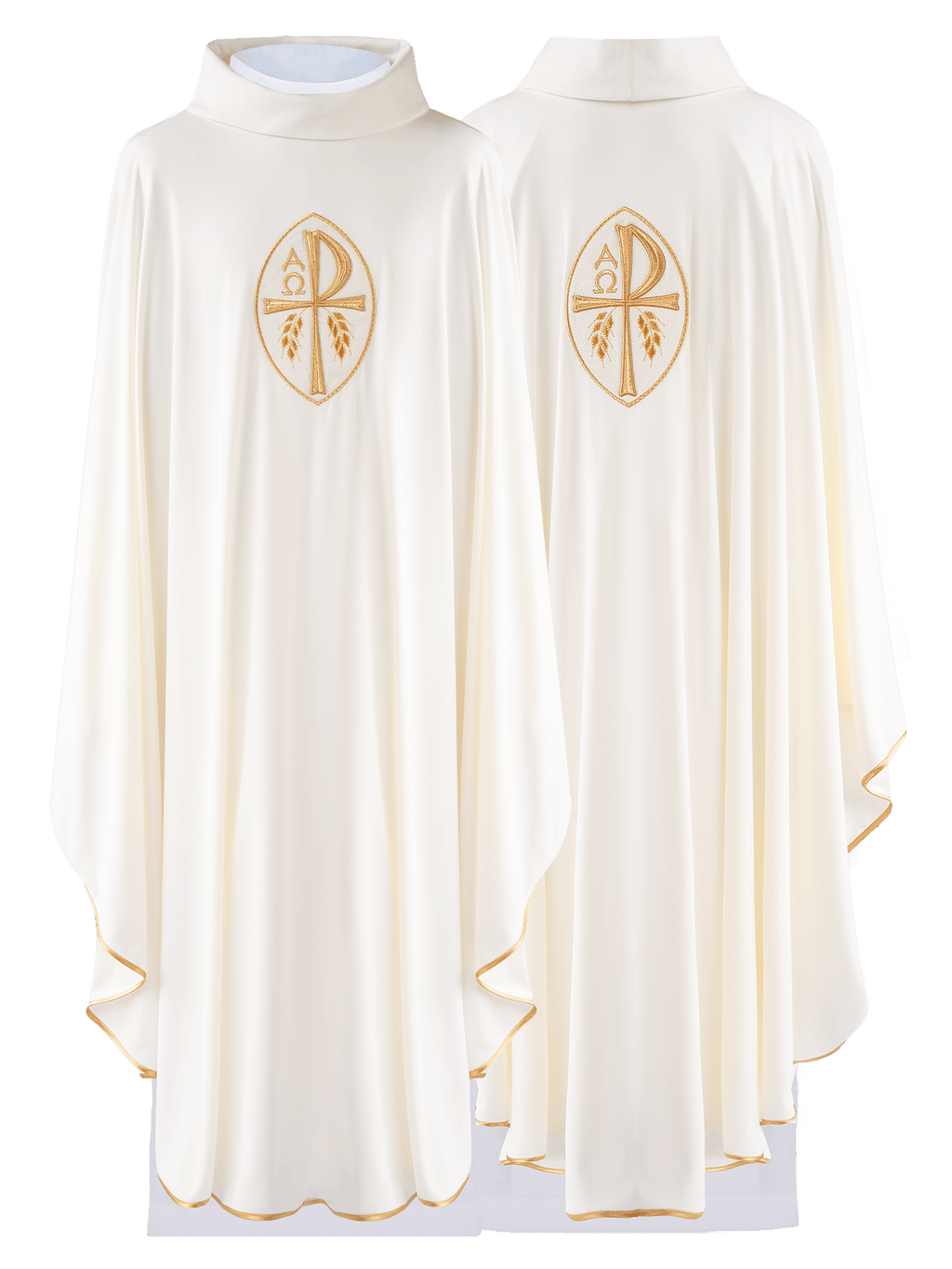 Ornat haftowany Krzyż ecru lekka dzianina SACROLITE