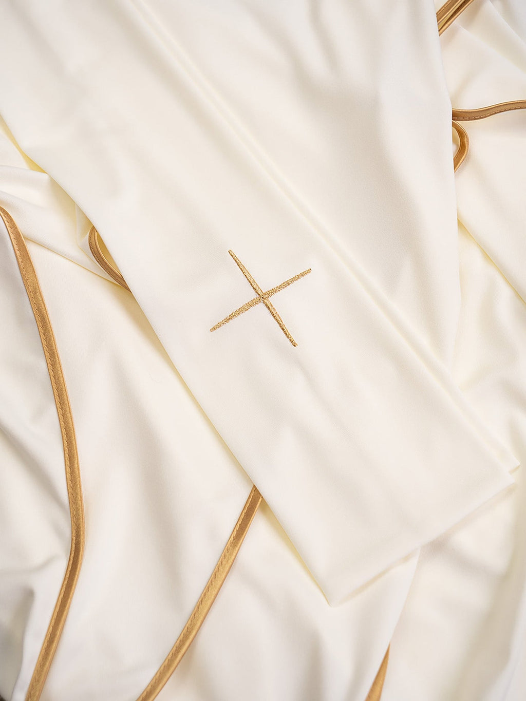 Ornat haftowany Krzyż ecru lekka dzianina SACROLITE