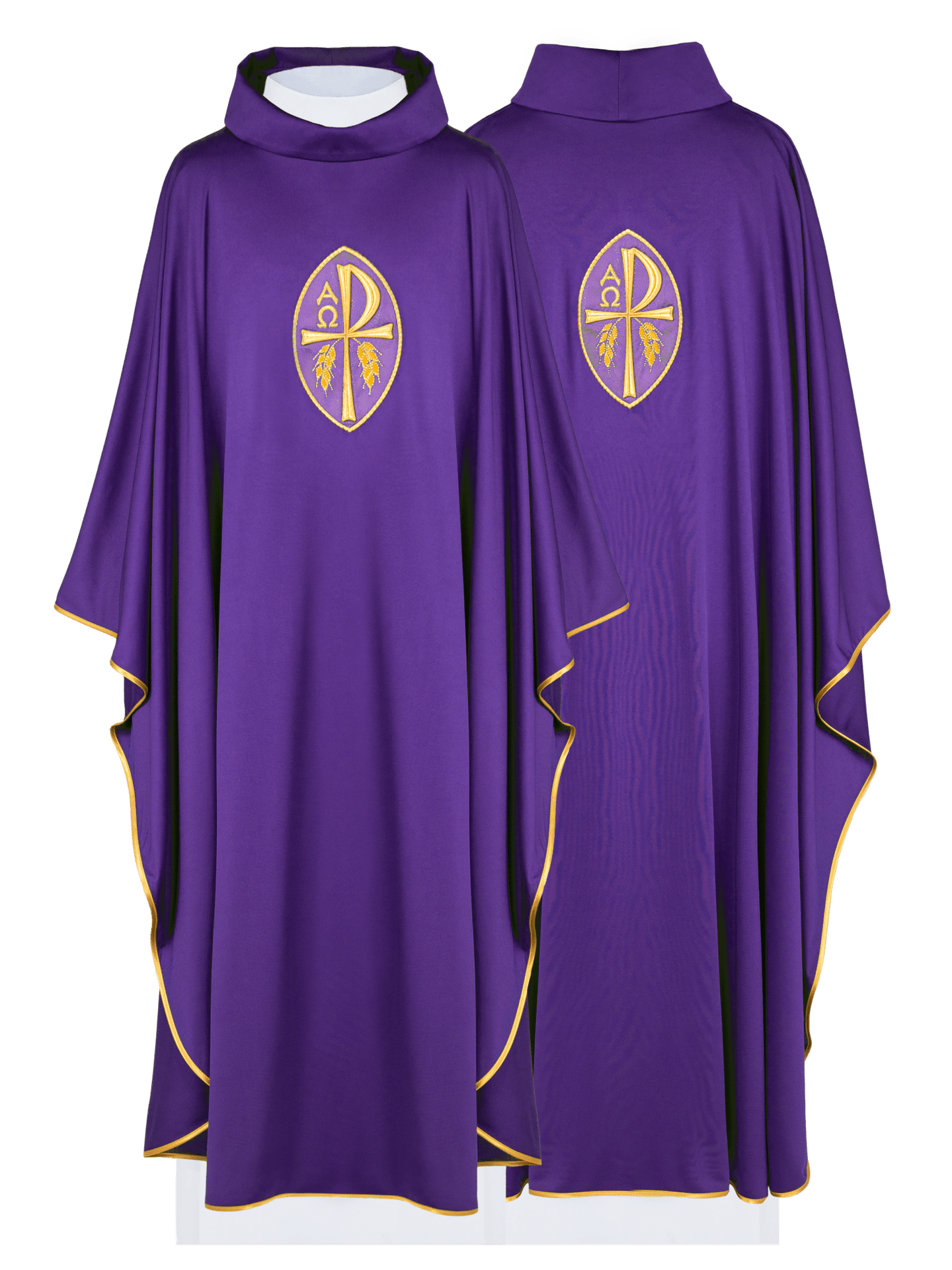 Ornat haftowany Krzyż fioletowy lekka dzianina SACROLITE