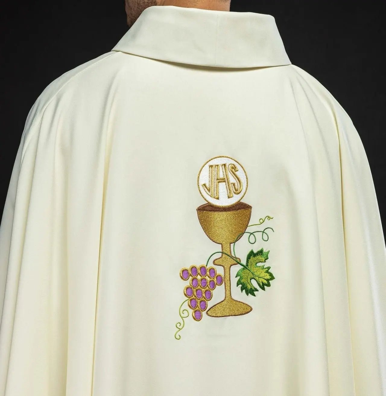 Chasuble calice Croix et raisins écru