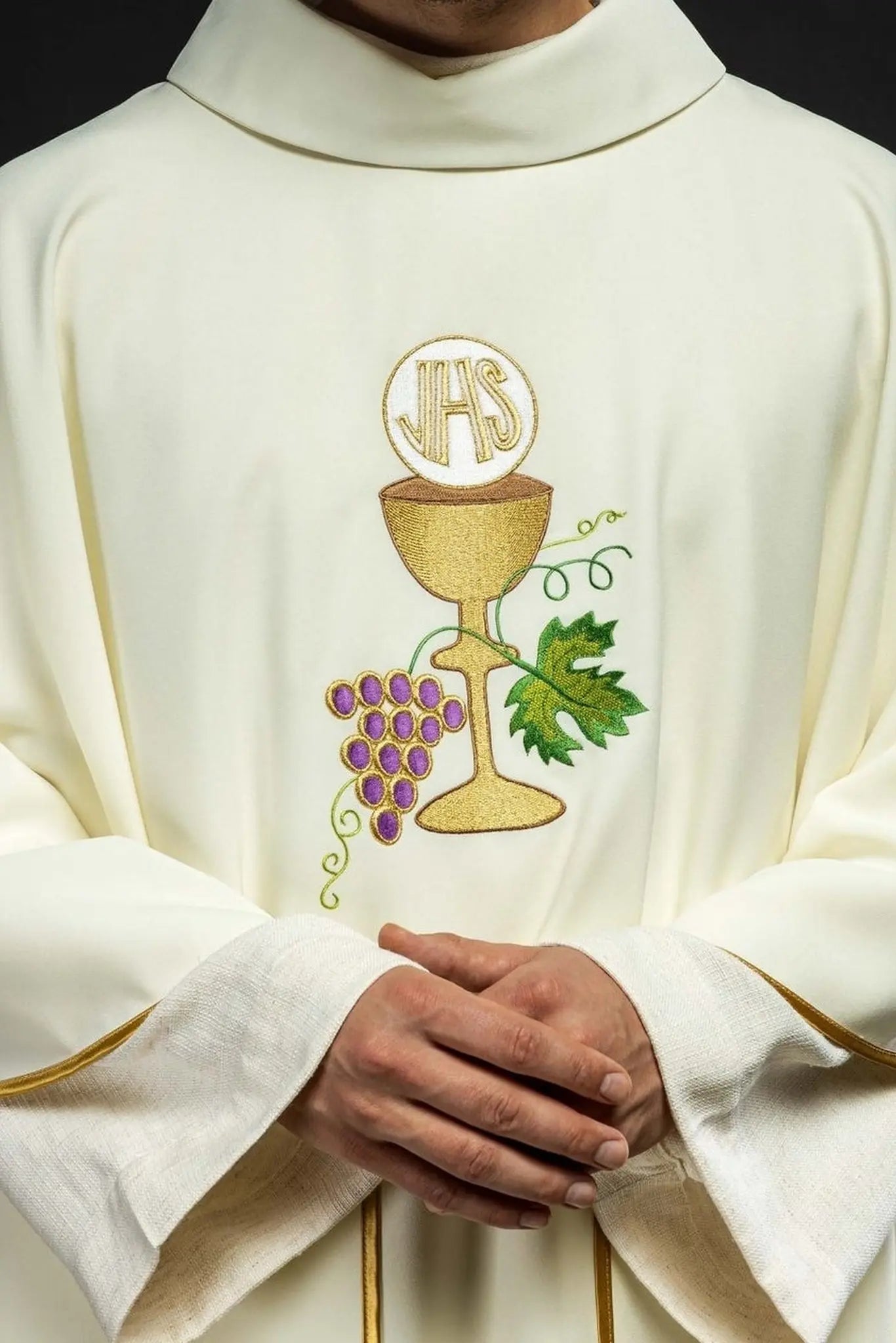 Chasuble calice Croix et raisins écru