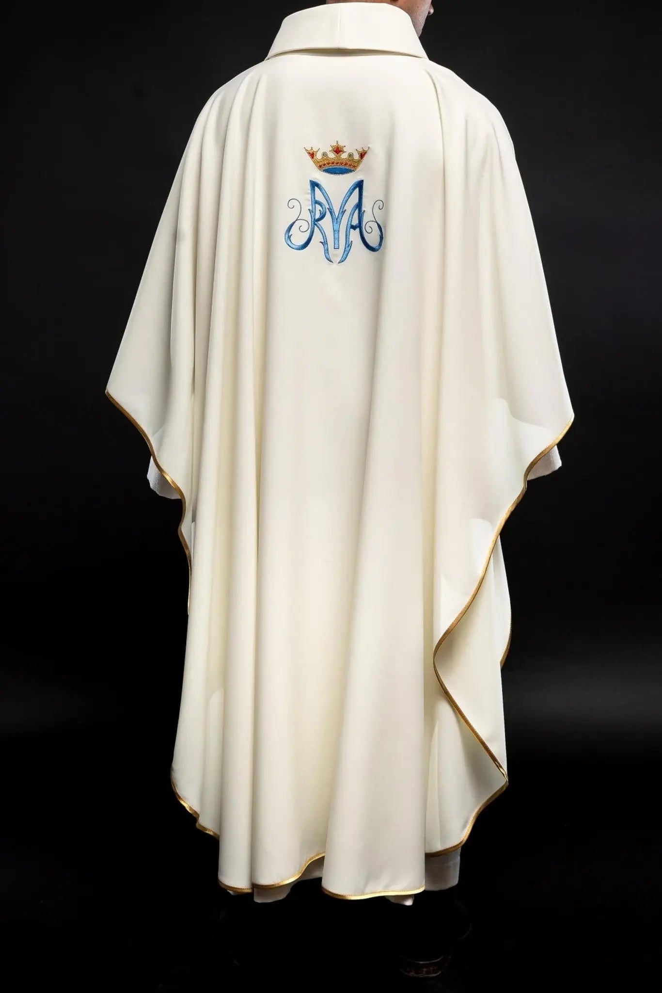 Chasuble liturgique mariale en écru