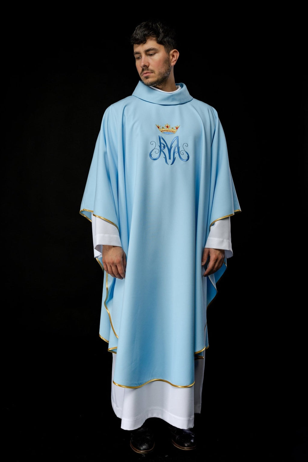 Ornat liturgiczny Maryjny w kolorze niebieskim