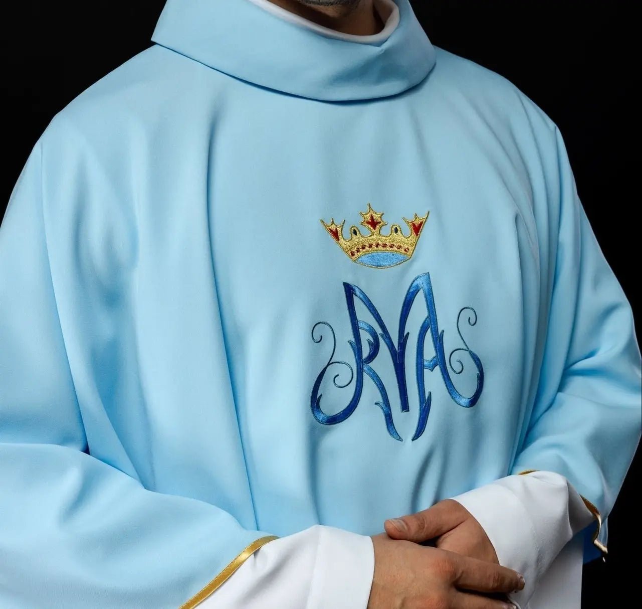 Chasuble liturgique mariale en bleu