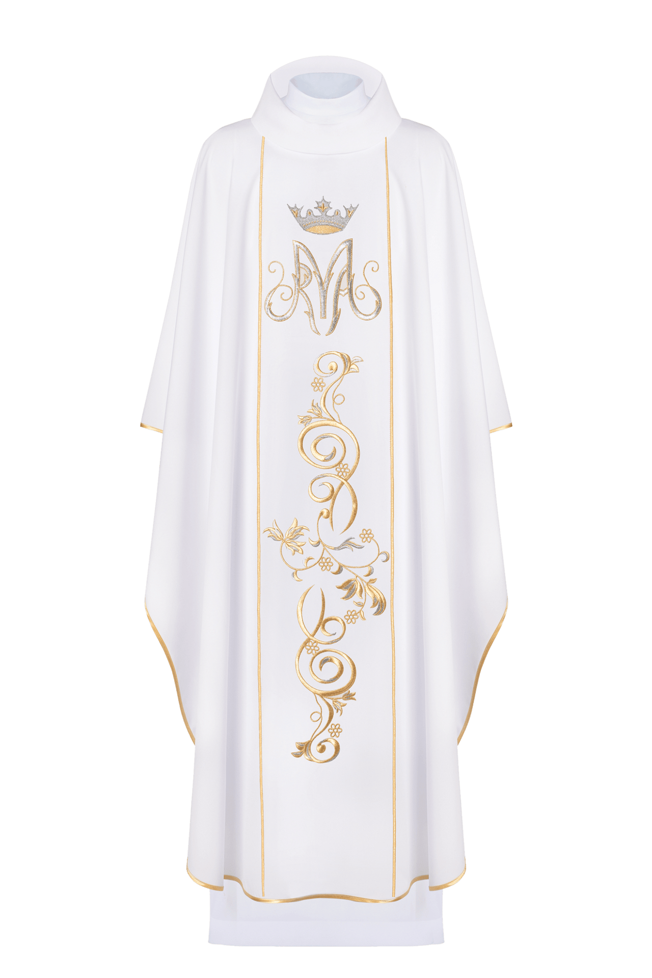 Ornat liturgiczny Maryjny z pasem haftowanym w kolorze białym