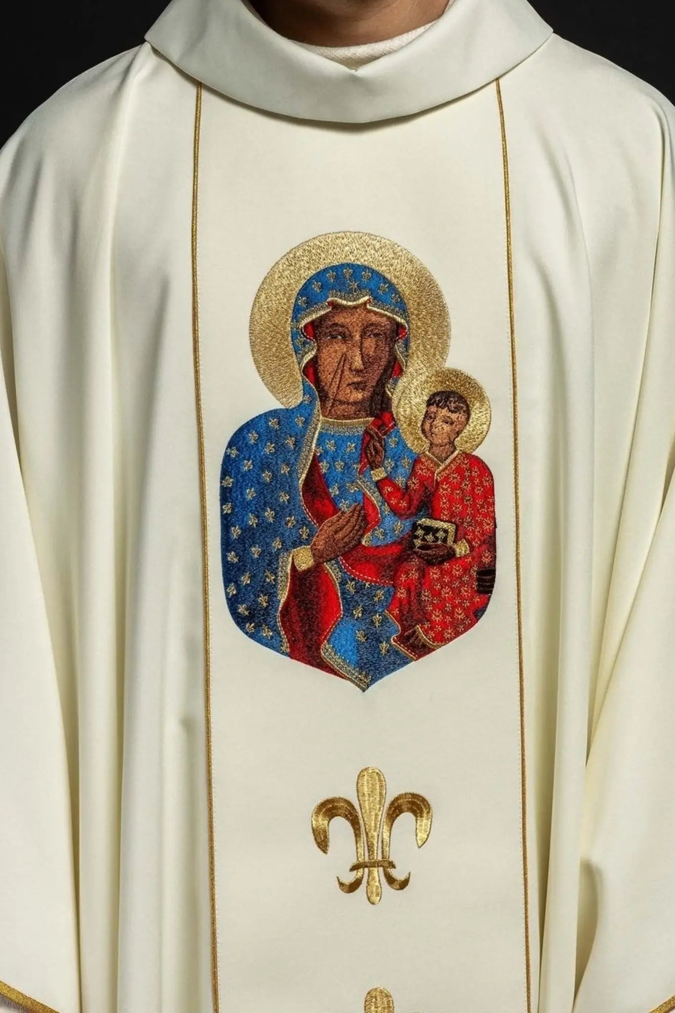 Chasuble de Notre-Dame de Czestochowa en écru