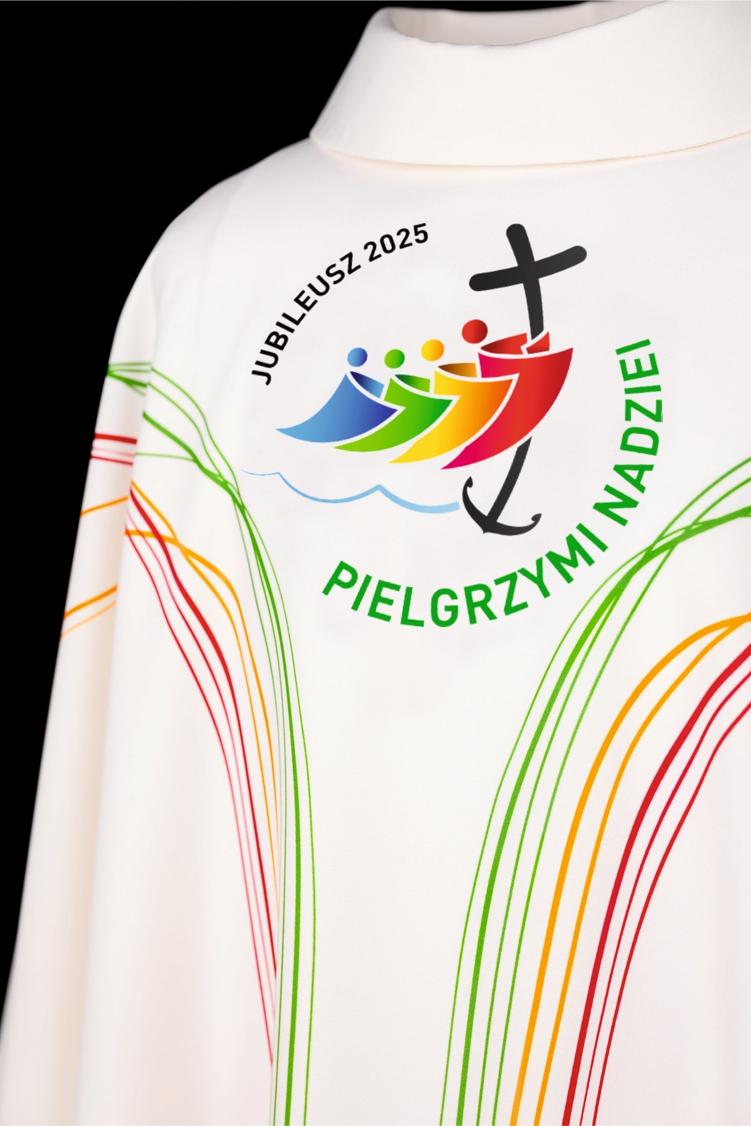 Chasuble en couleur écru avec logo JUBILEE ROME 2025 (en langue polonaise)