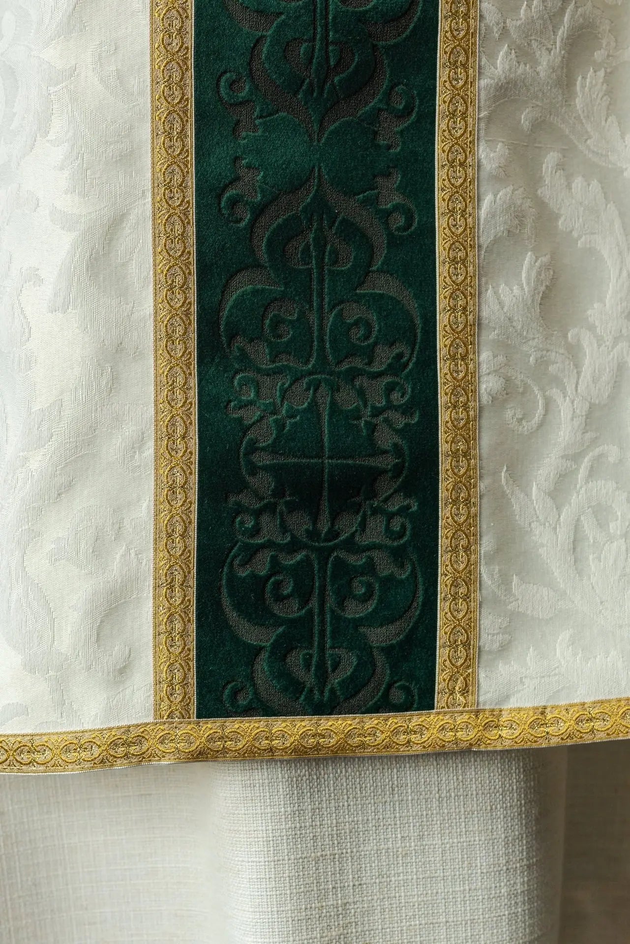 Handmade Chasuble with Velvet Band and Natural Stones – Collection 7007