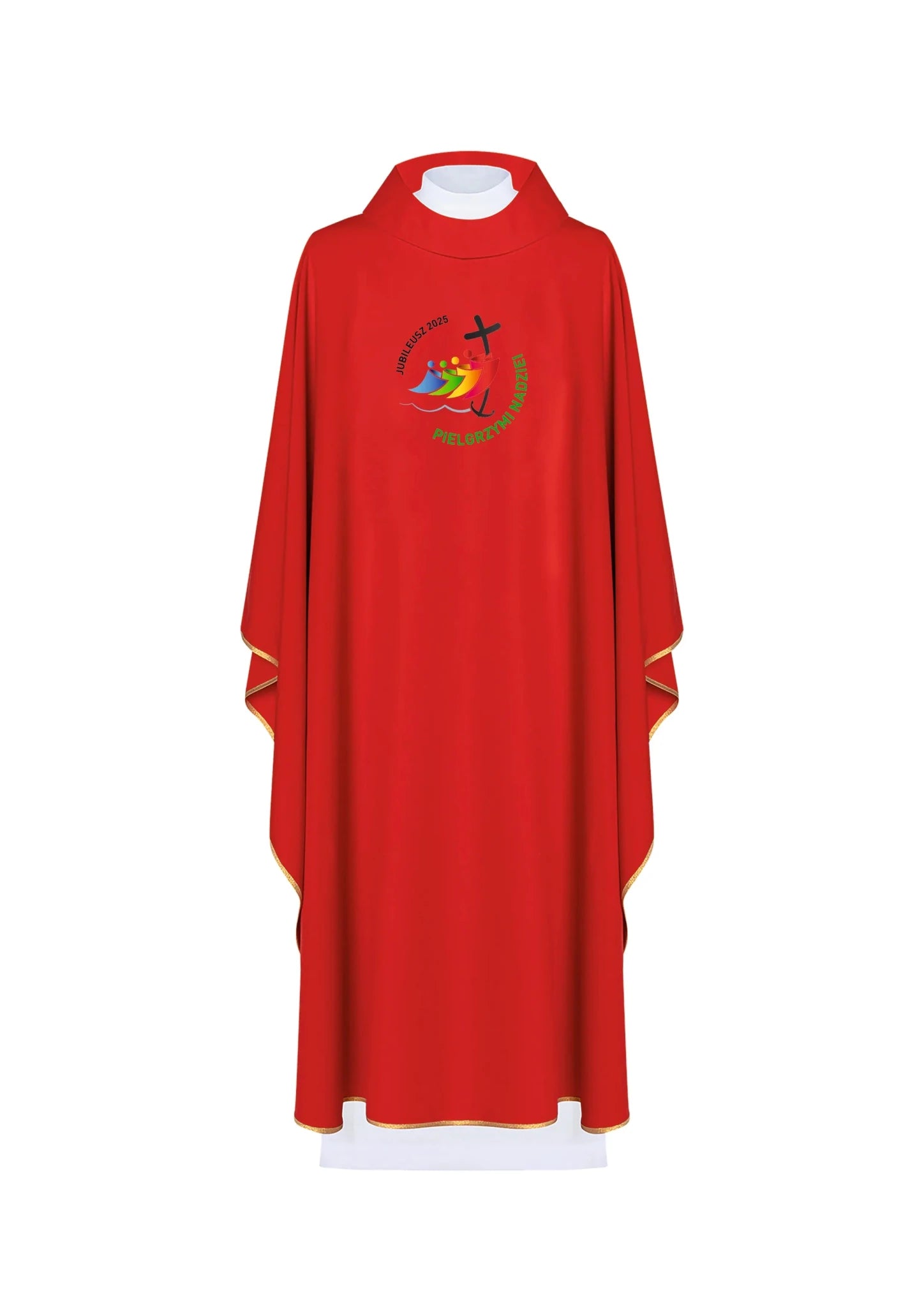 Chasuble avec broderie JUBILEE ROME 2025 en rouge (EN POLONAIS)