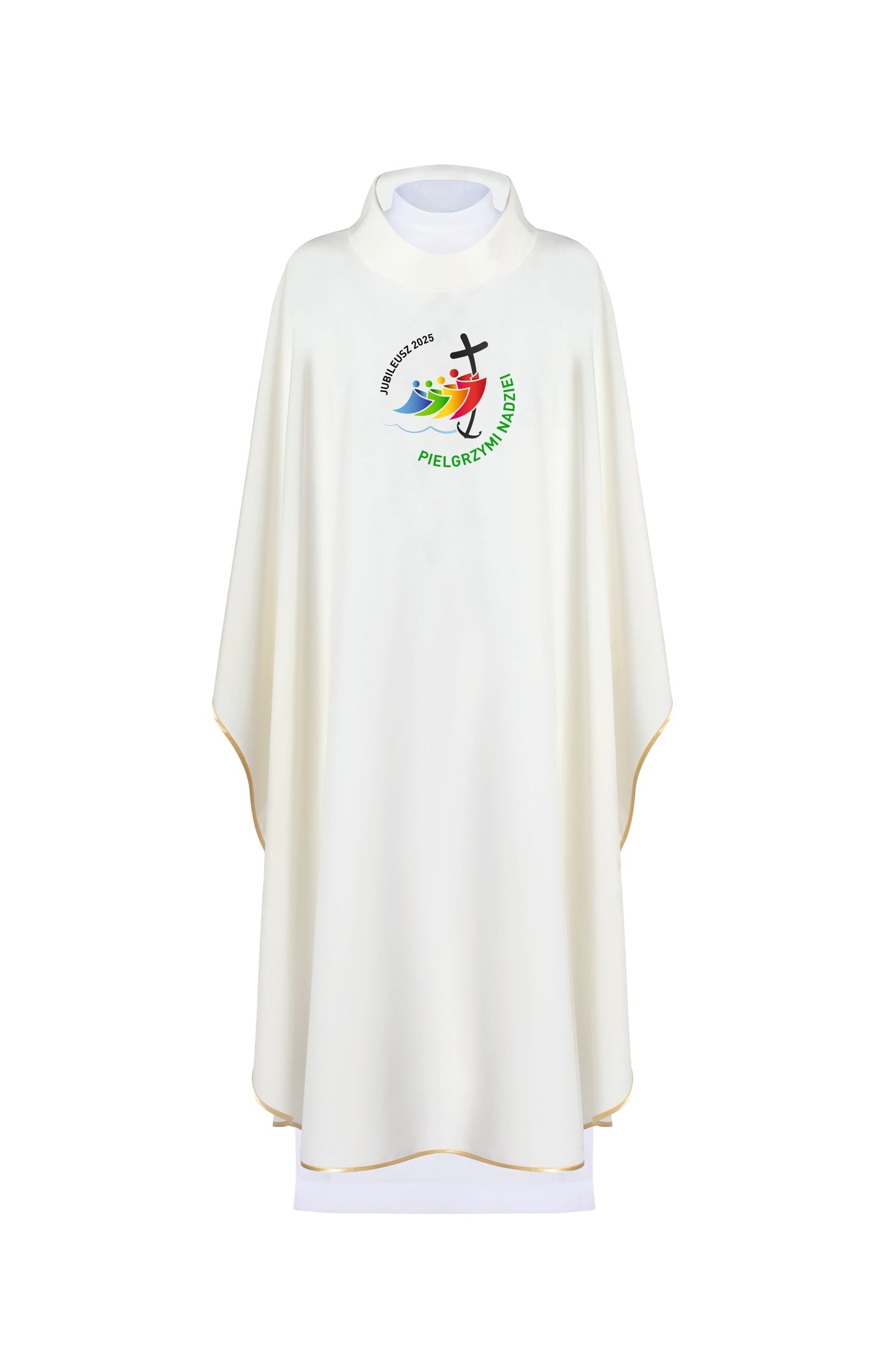 Chasuble avec broderie JUBILEE ROME 2025 en couleur écru (en langue polonaise)