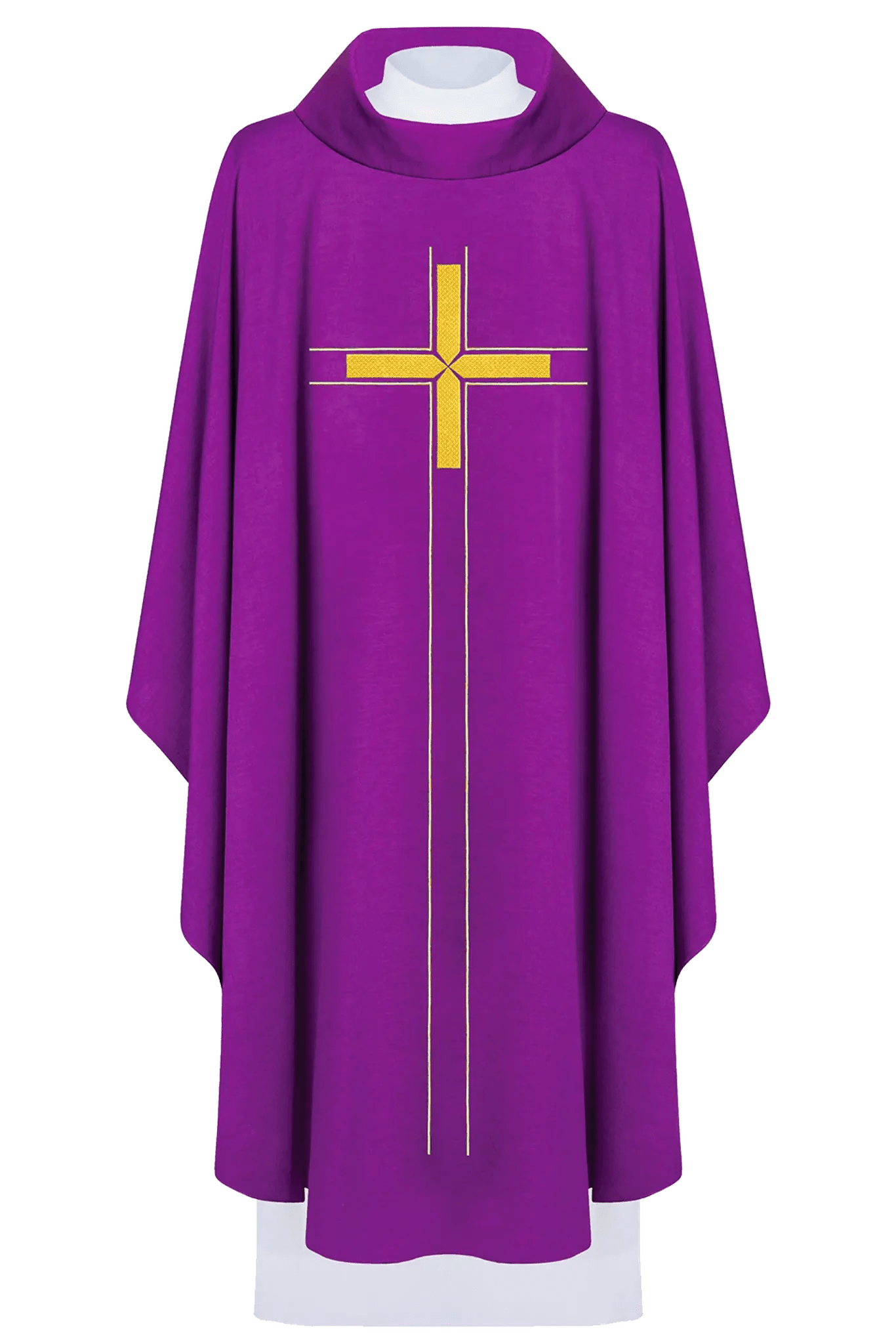 Purple Chasuble with Embroidered Cross Motif - HAFTINA ATELIER