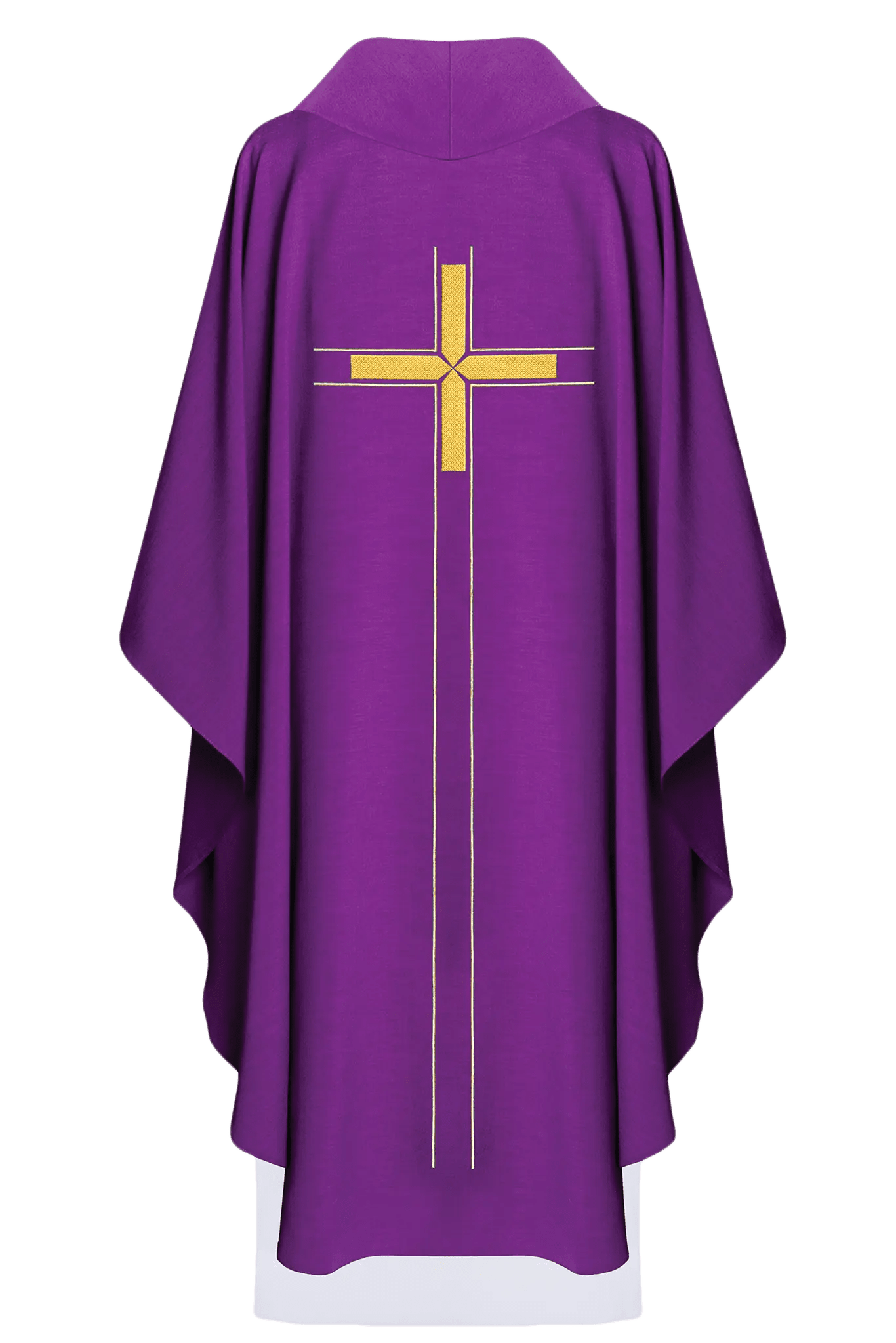 Purple Chasuble with Embroidered Cross Motif - HAFTINA ATELIER