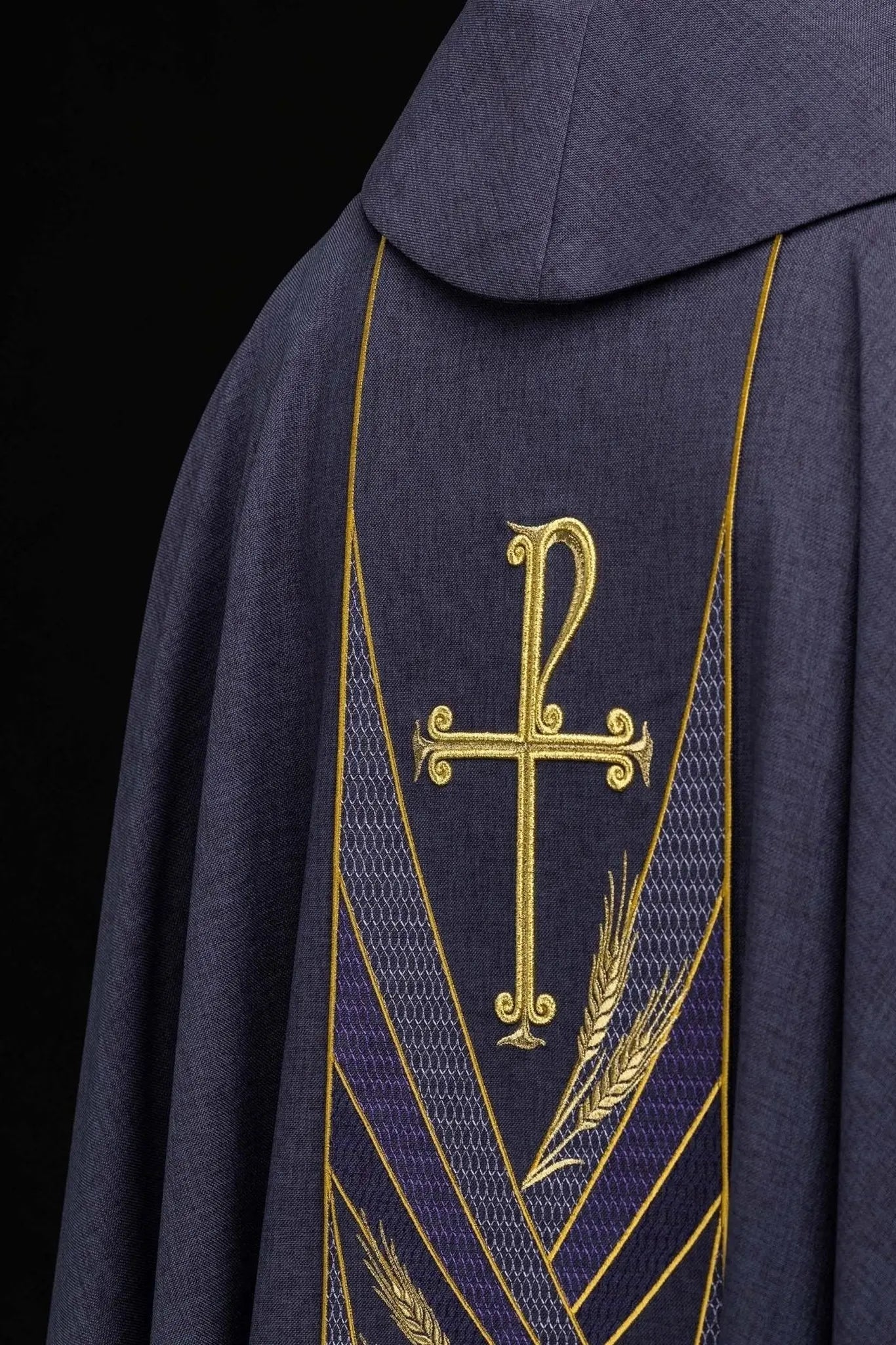 Purple Chasuble with Embroidered PAX Band - HAFTINA ATELIER