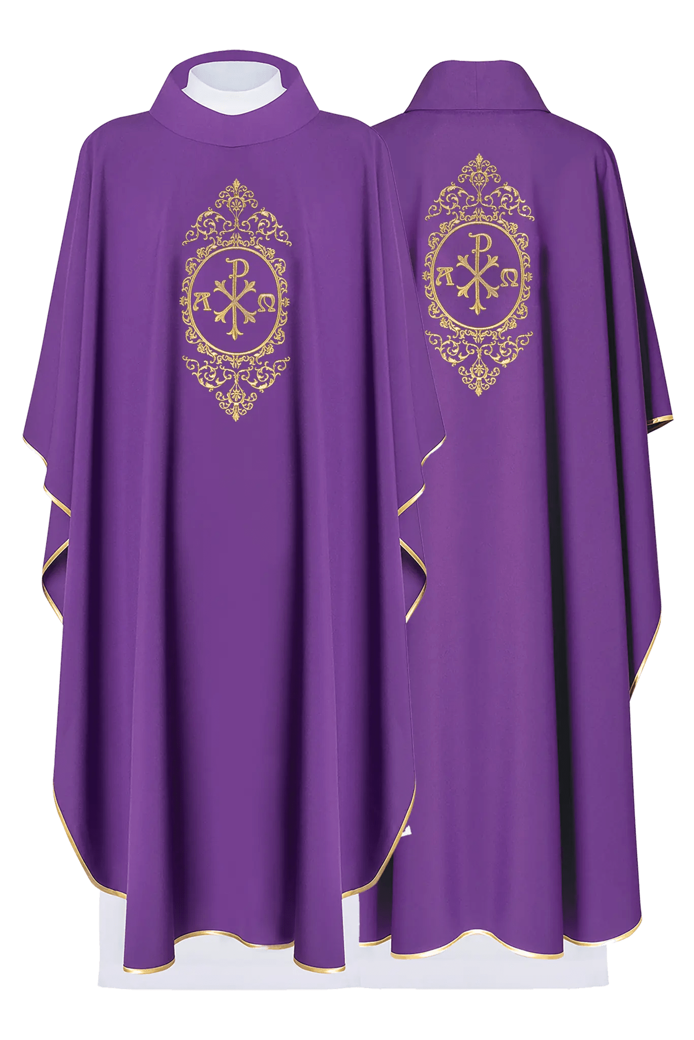Purple chasuble with PAX surrounded by gold embroidery - HAFTINA ATELIER