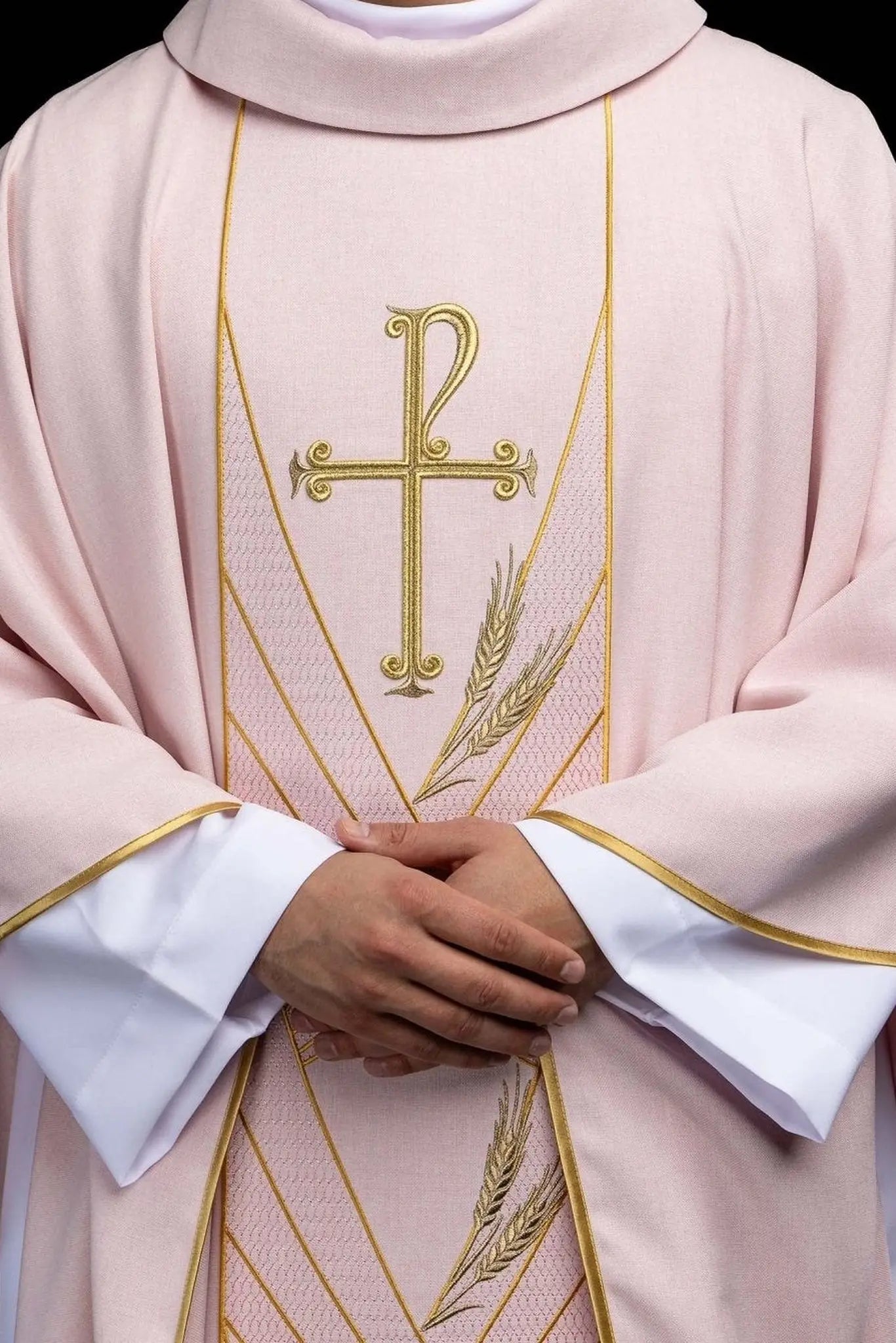 Rose Chasuble with Embroidered PAX Band - HAFTINA ATELIER