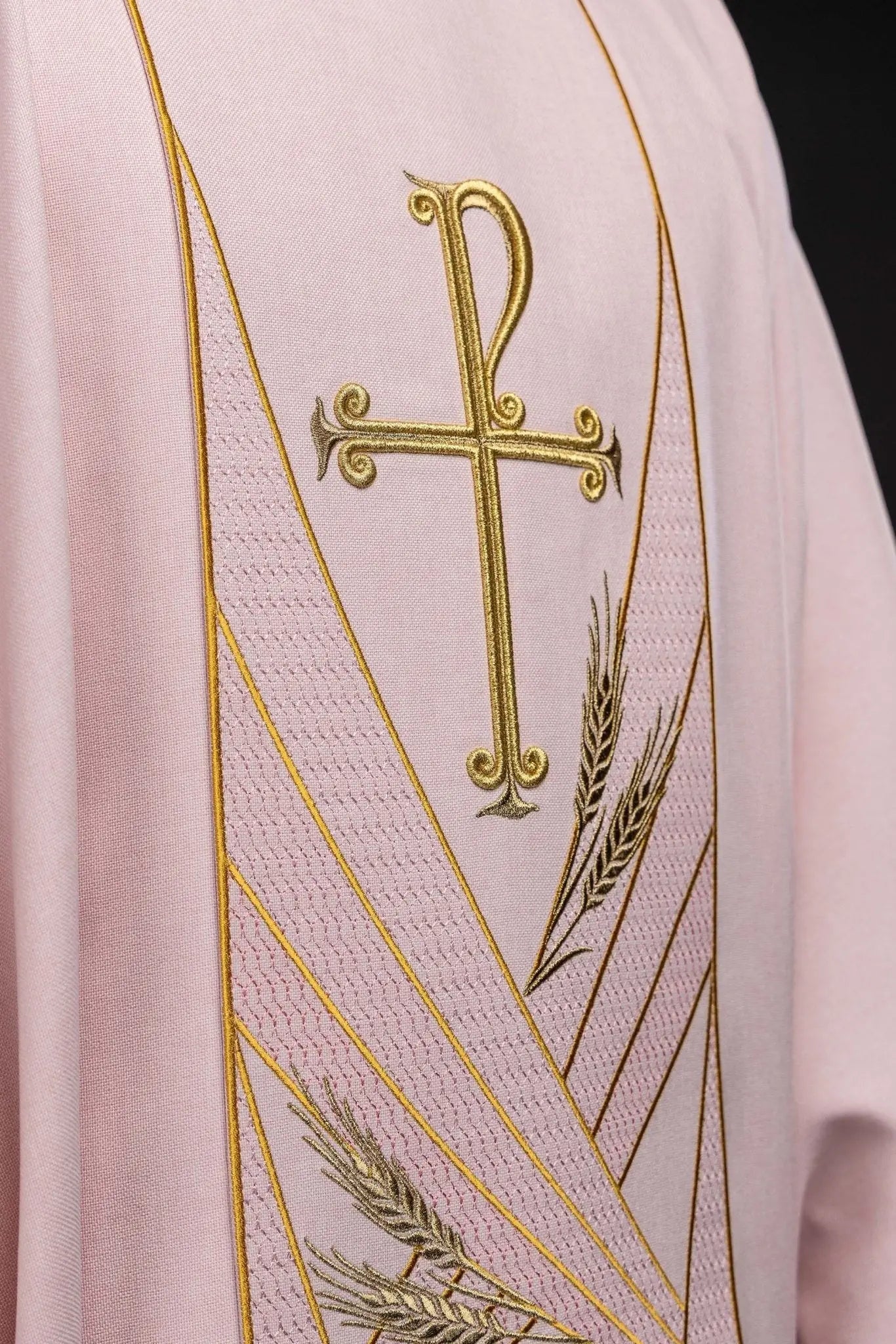 Rose Chasuble with Embroidered PAX Band - HAFTINA ATELIER
