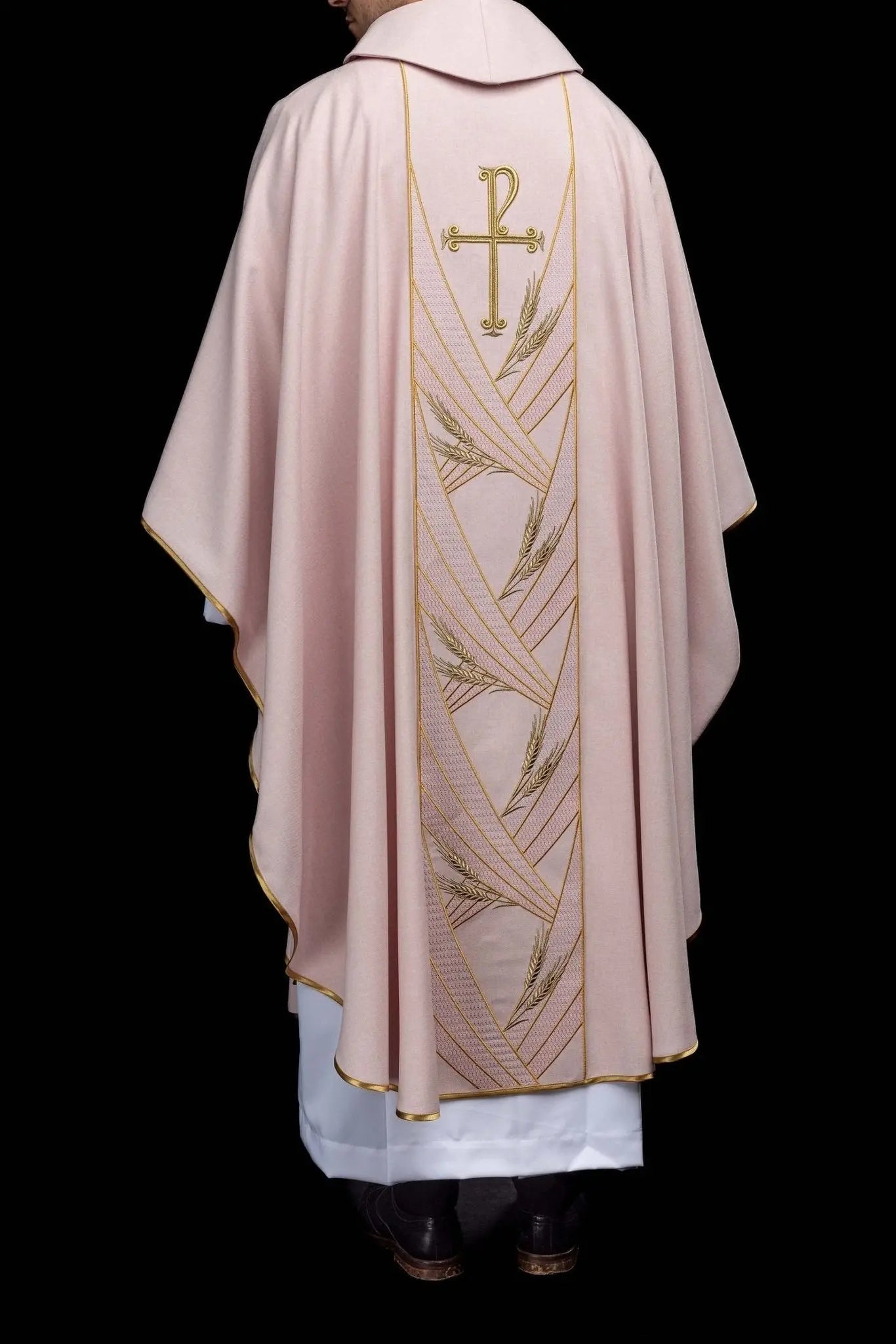 Rose Chasuble with Embroidered PAX Band - HAFTINA ATELIER