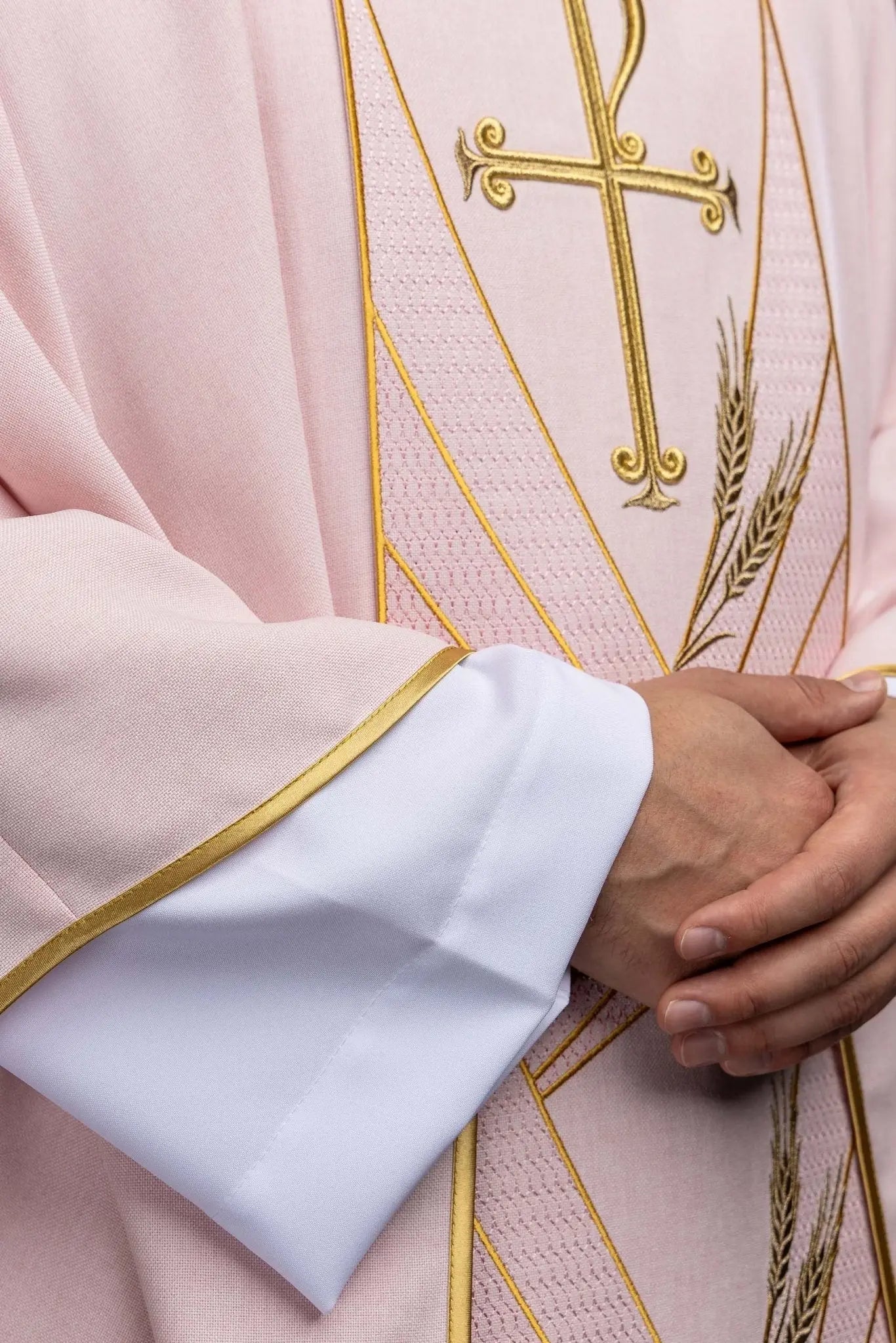 Rose Chasuble with Embroidered PAX Band - HAFTINA ATELIER