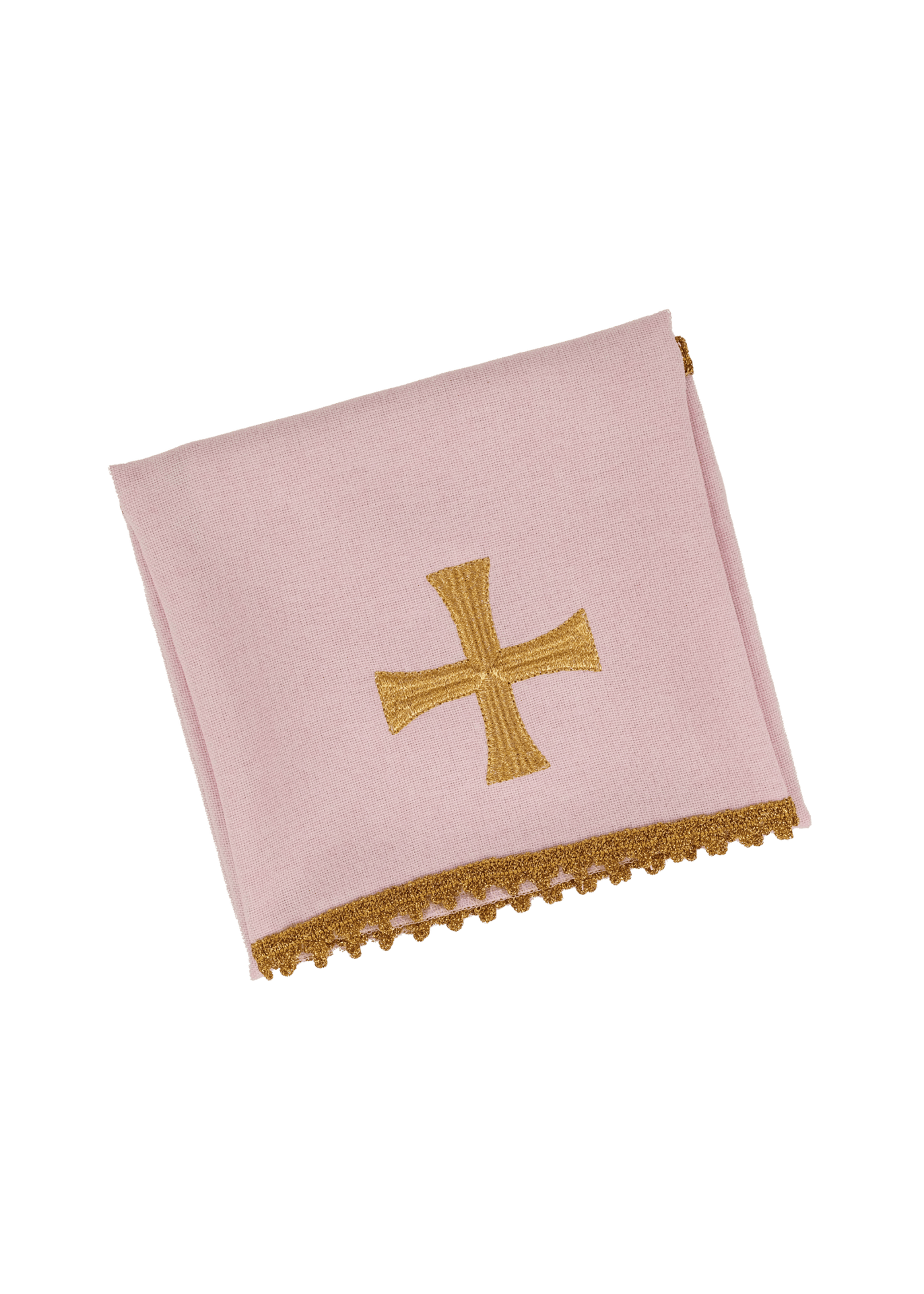 Różowy welon na kielich z symbolem krzyża