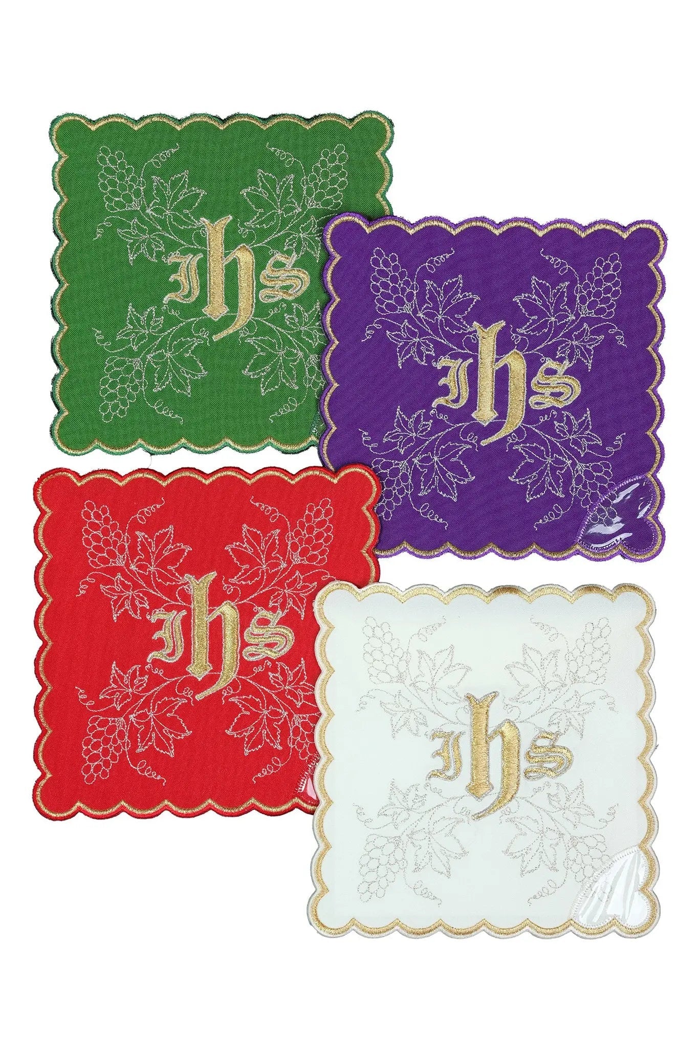 Set of Four Liturgical Palls with JHS Symbol in Four Liturgical Colours - HAFTINA ATELIER