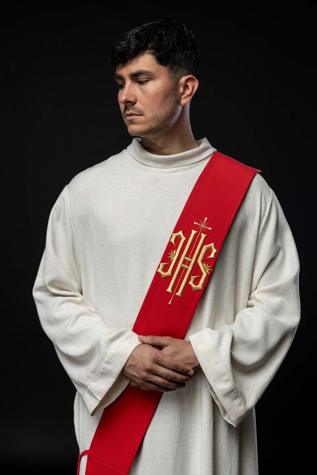 Stuła Diakońska haftowana IHS z Krzyżem