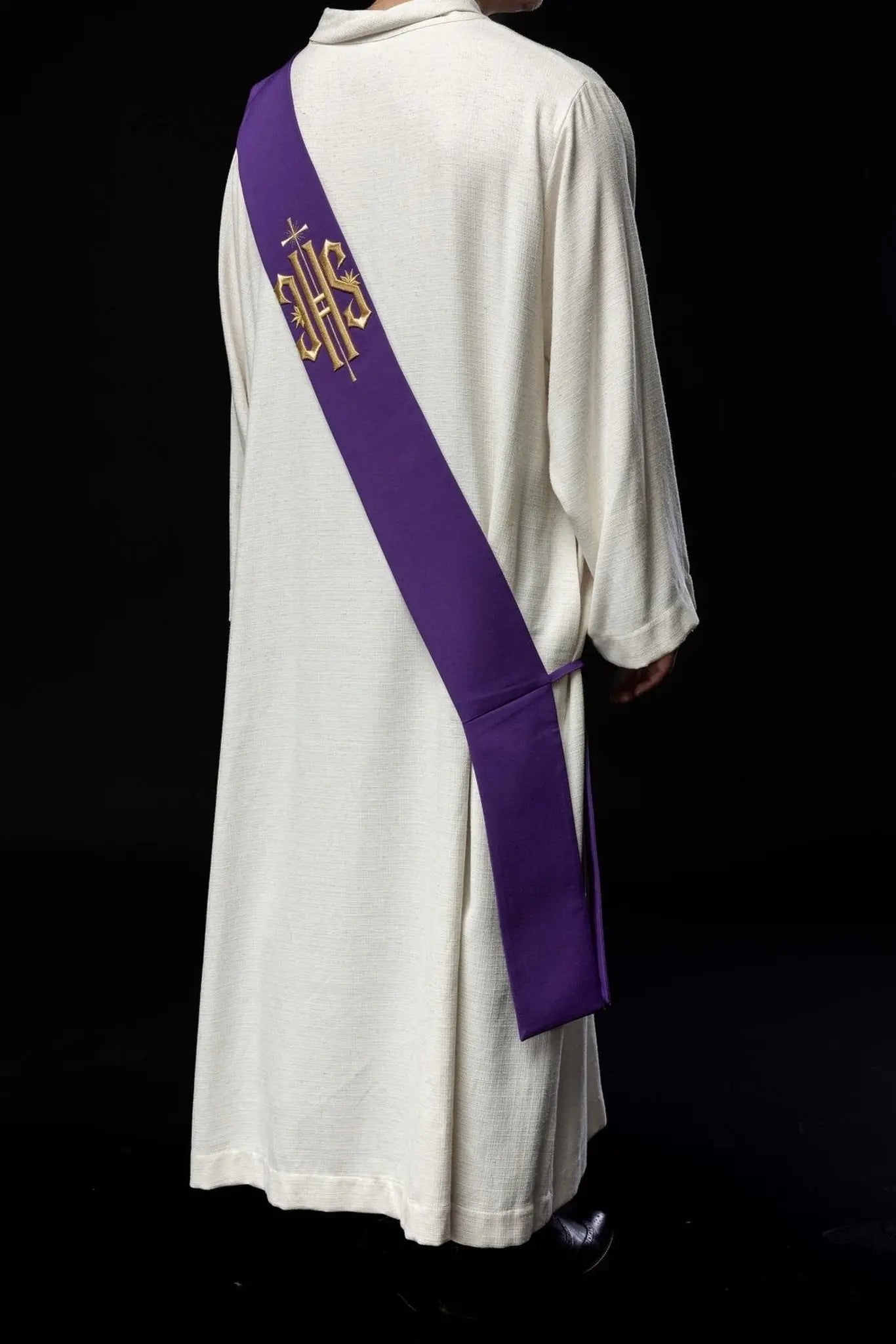 Diaconate stole embroidered IHS with Cross