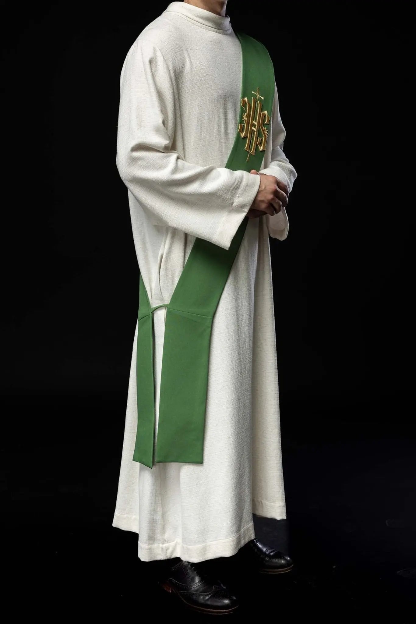 Diaconate stole embroidered IHS with Cross