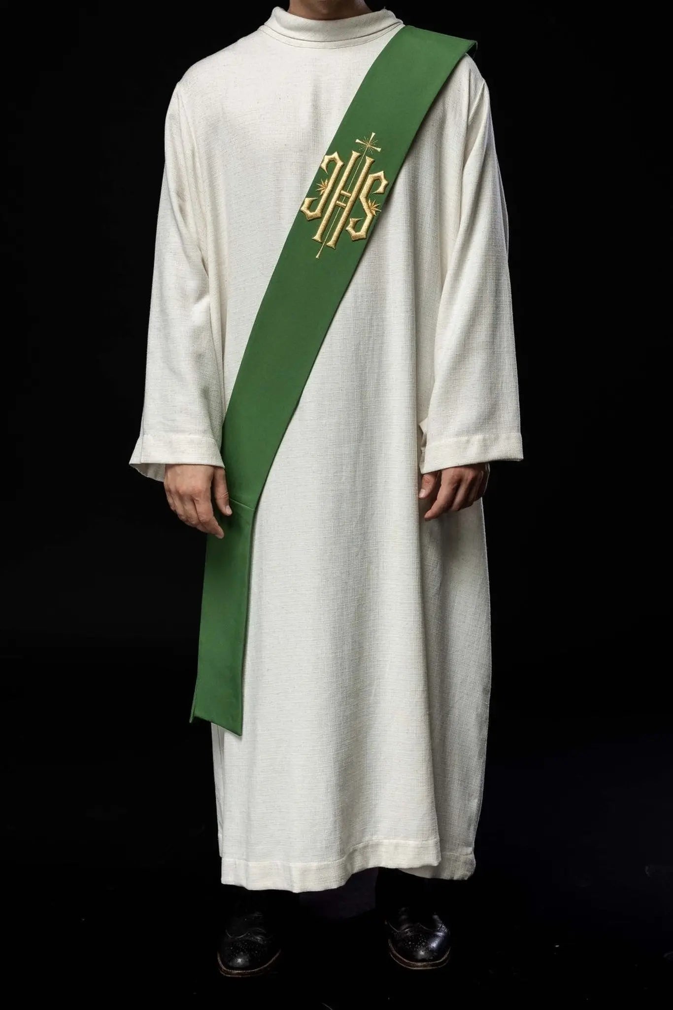Étole diaconale brodée IHS avec croix