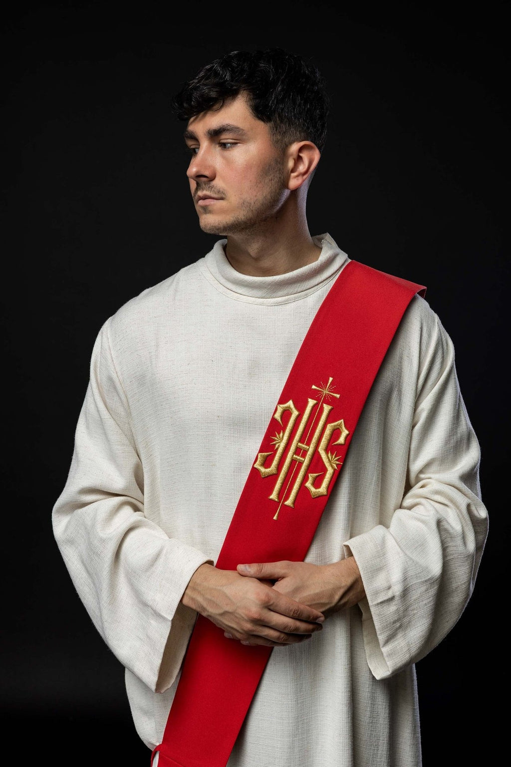 Stuła Diakońska haftowana IHS z Krzyżem