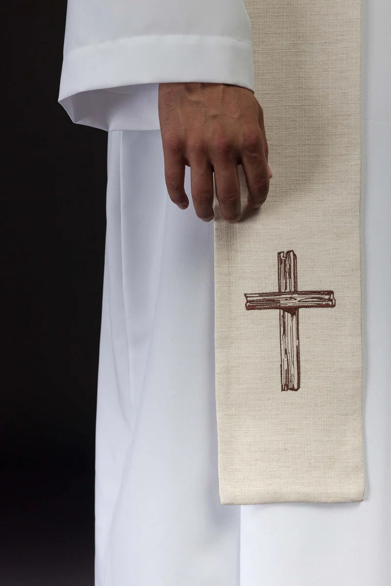 Étole brodée « Jésus le Bon Pasteur » en écru