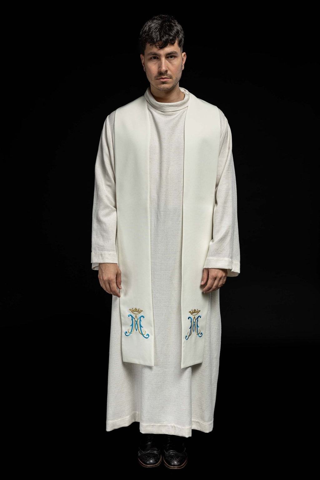 Stuła haftowana Maryjna ecru