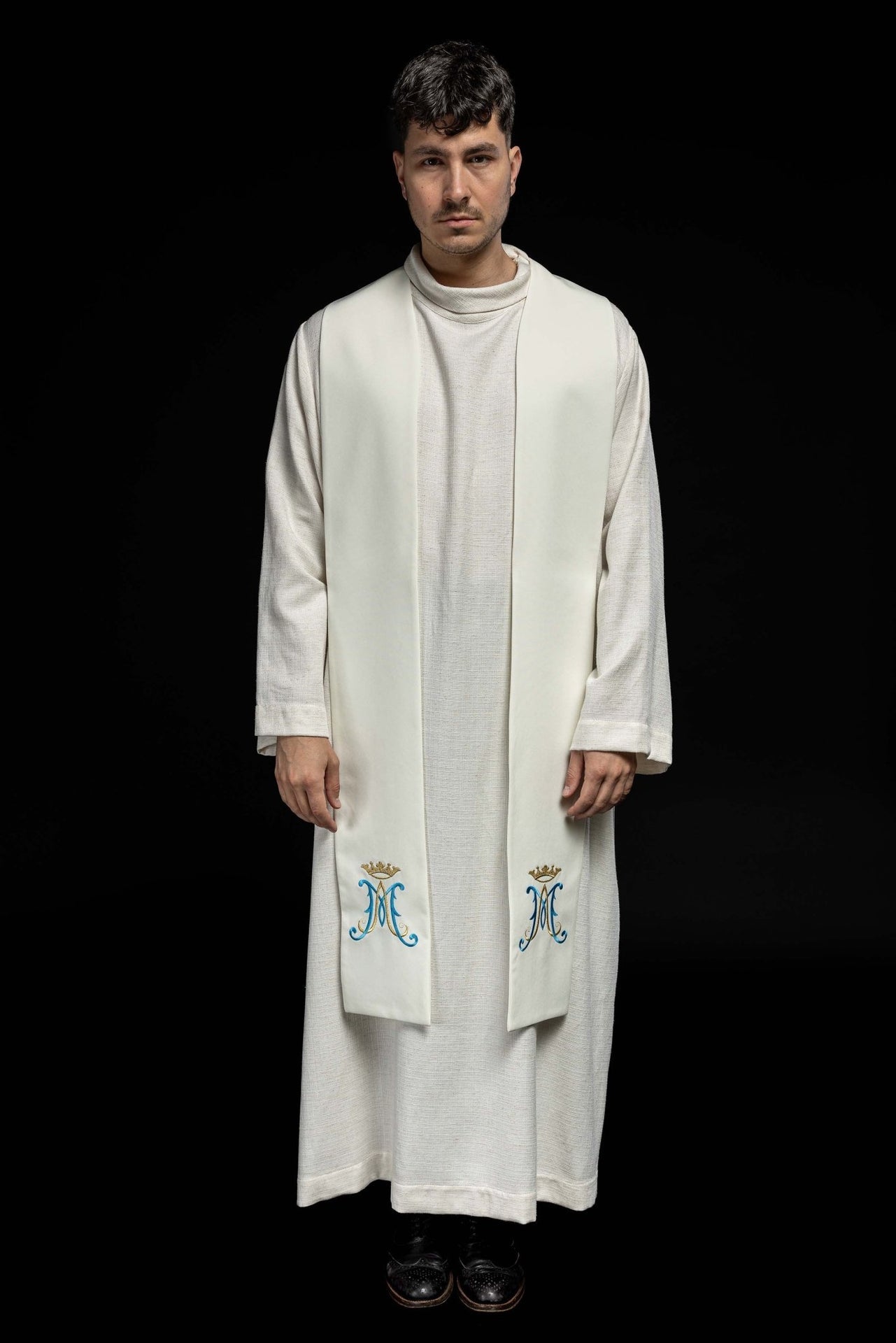 Stuła haftowana Maryjna ecru